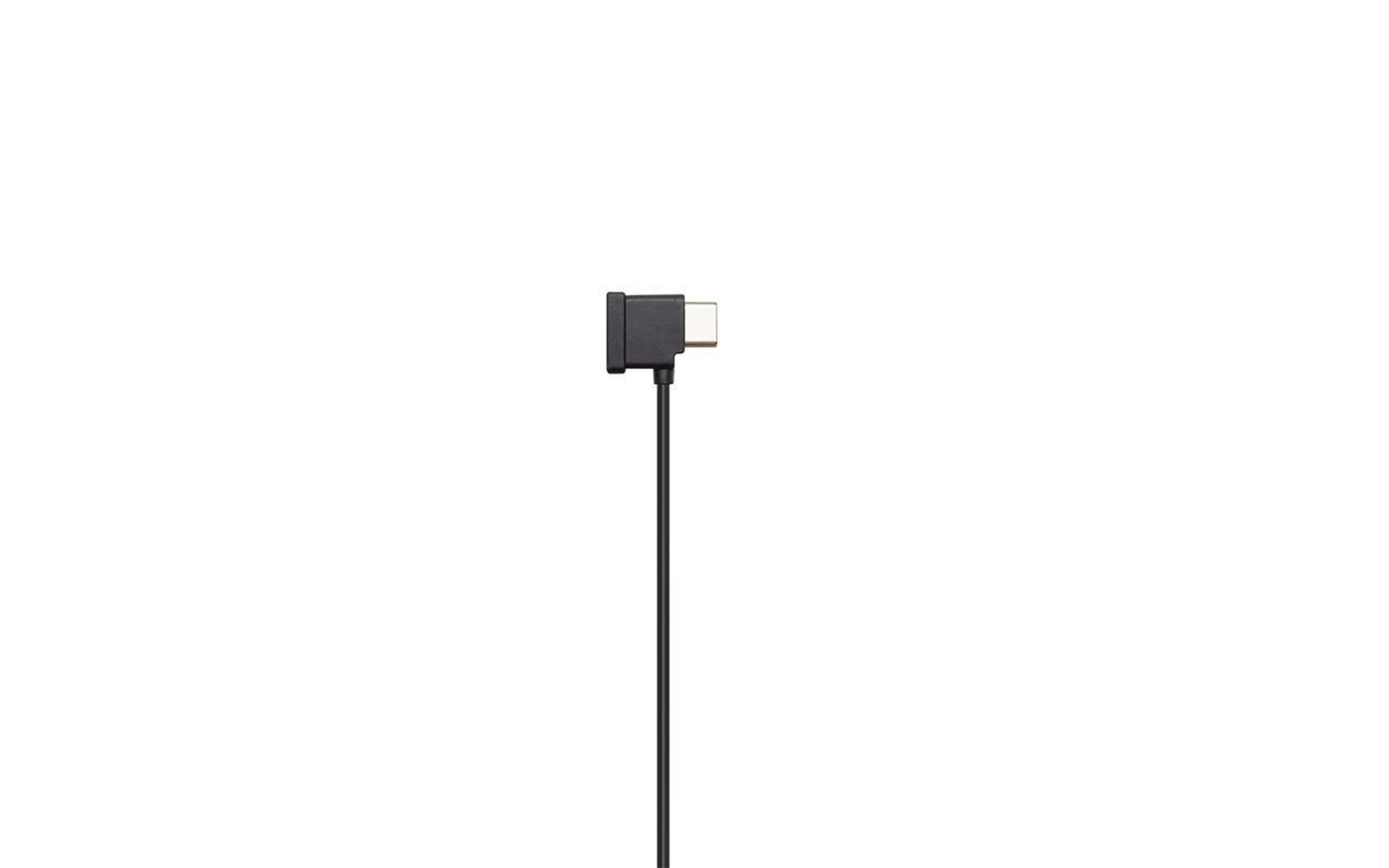 Ein schwarzes USB-C-Kabel mit einem rechtwinkligen Stecker.
