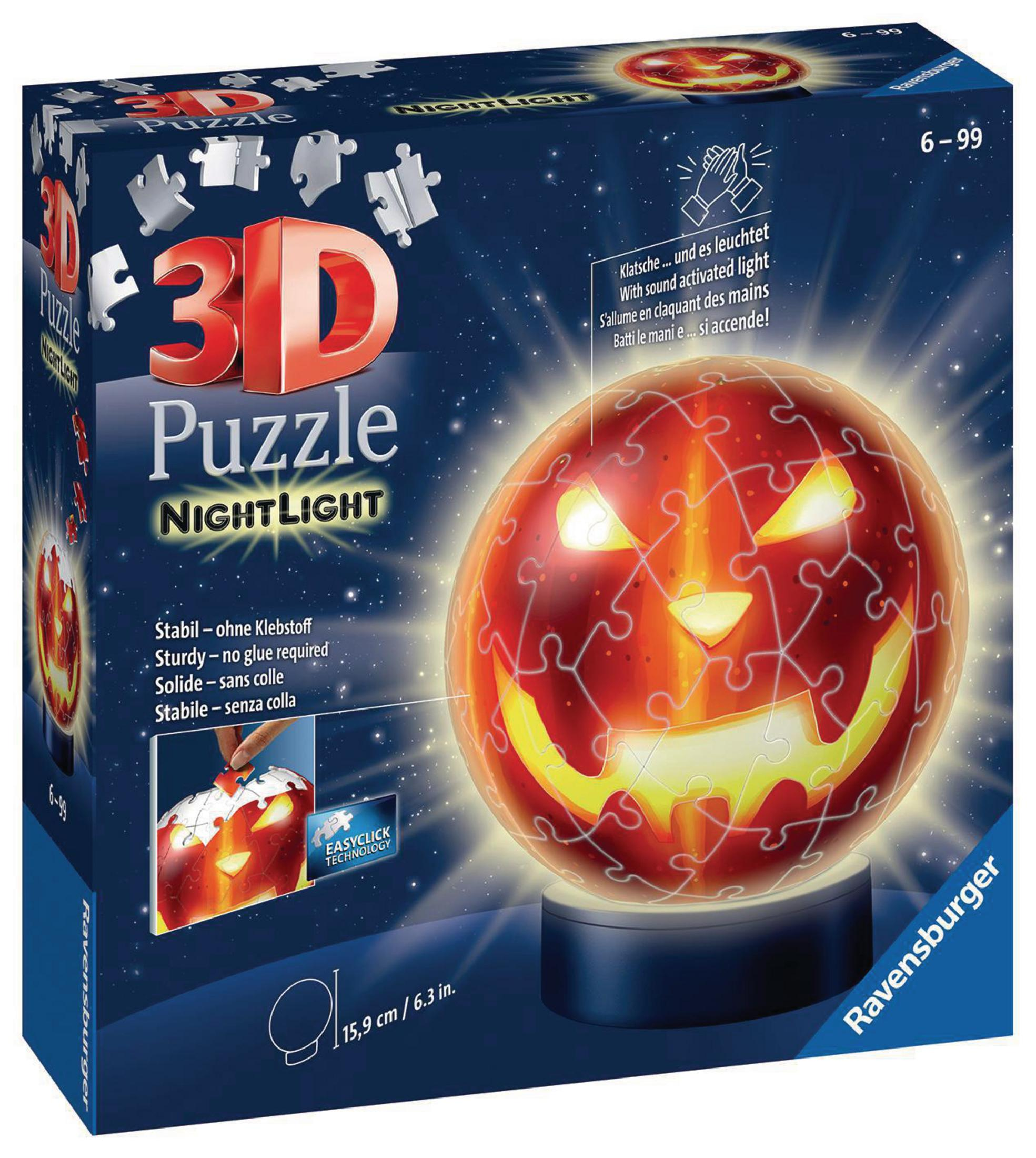 Scatola puzzle 3D zucca Halloween luce notturna.