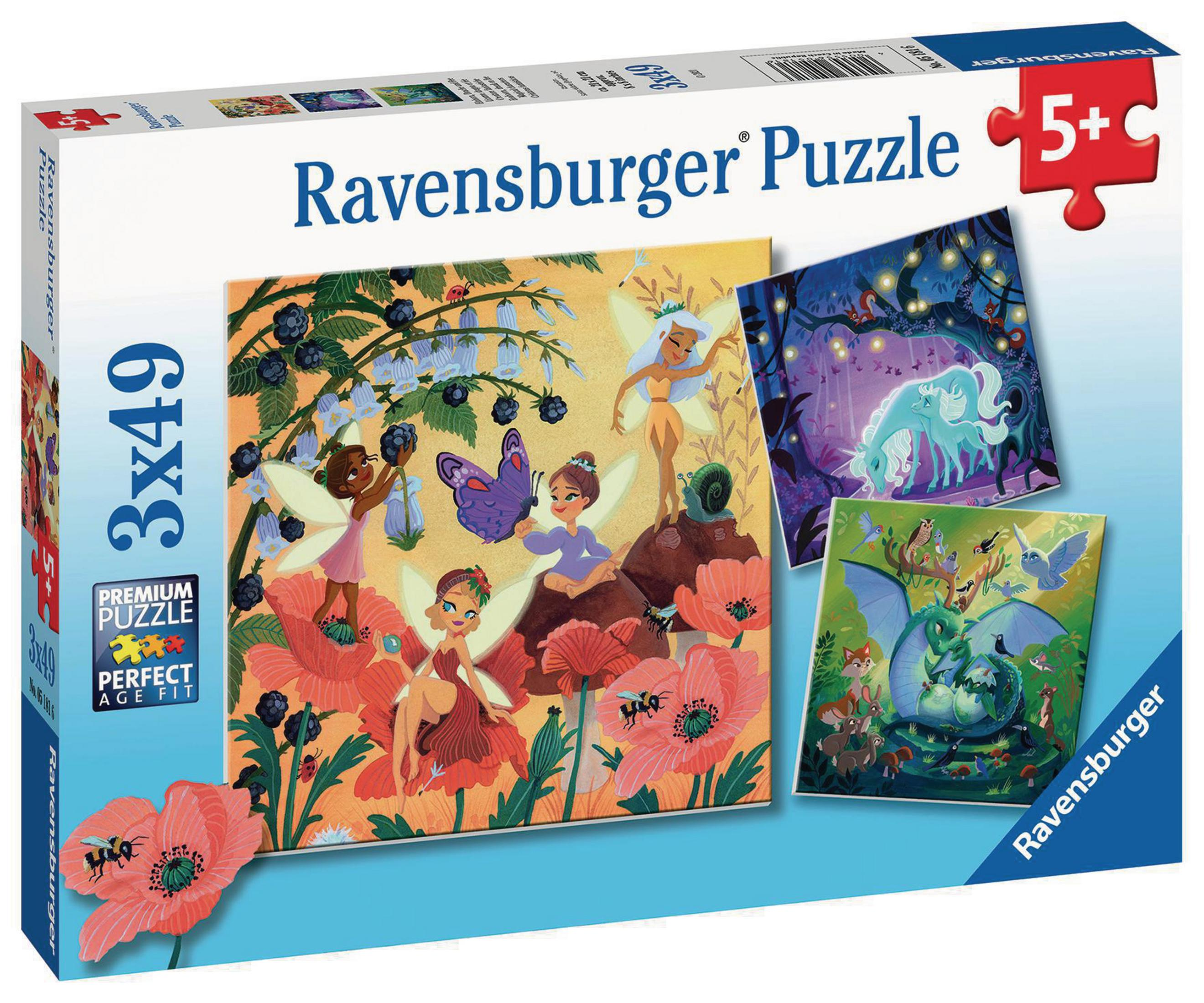Scatola puzzle con fate e arte floreale. Include più piccoli puzzle.