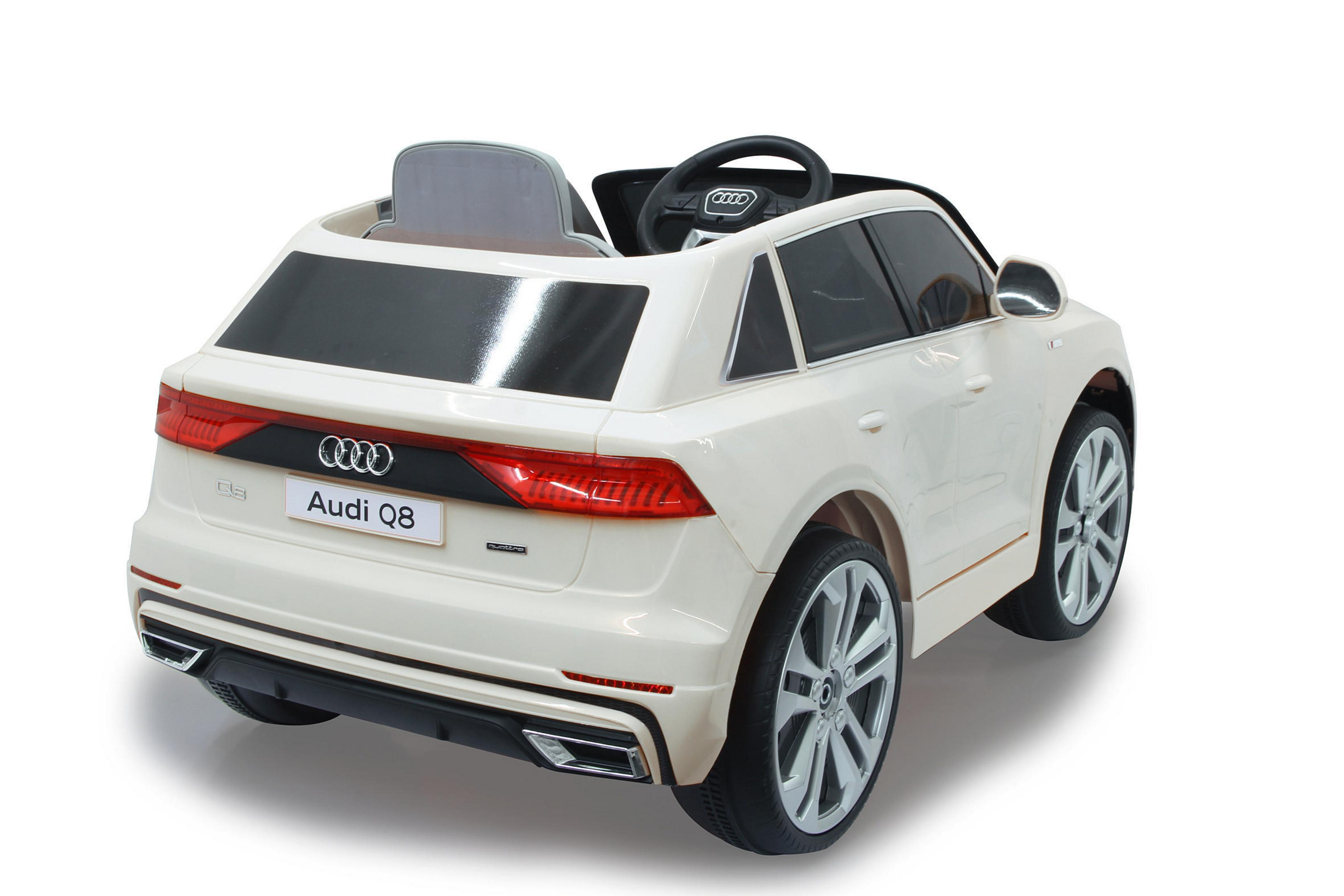 Spielzeug Audi Q8 SUV, weiß, Rückansicht.