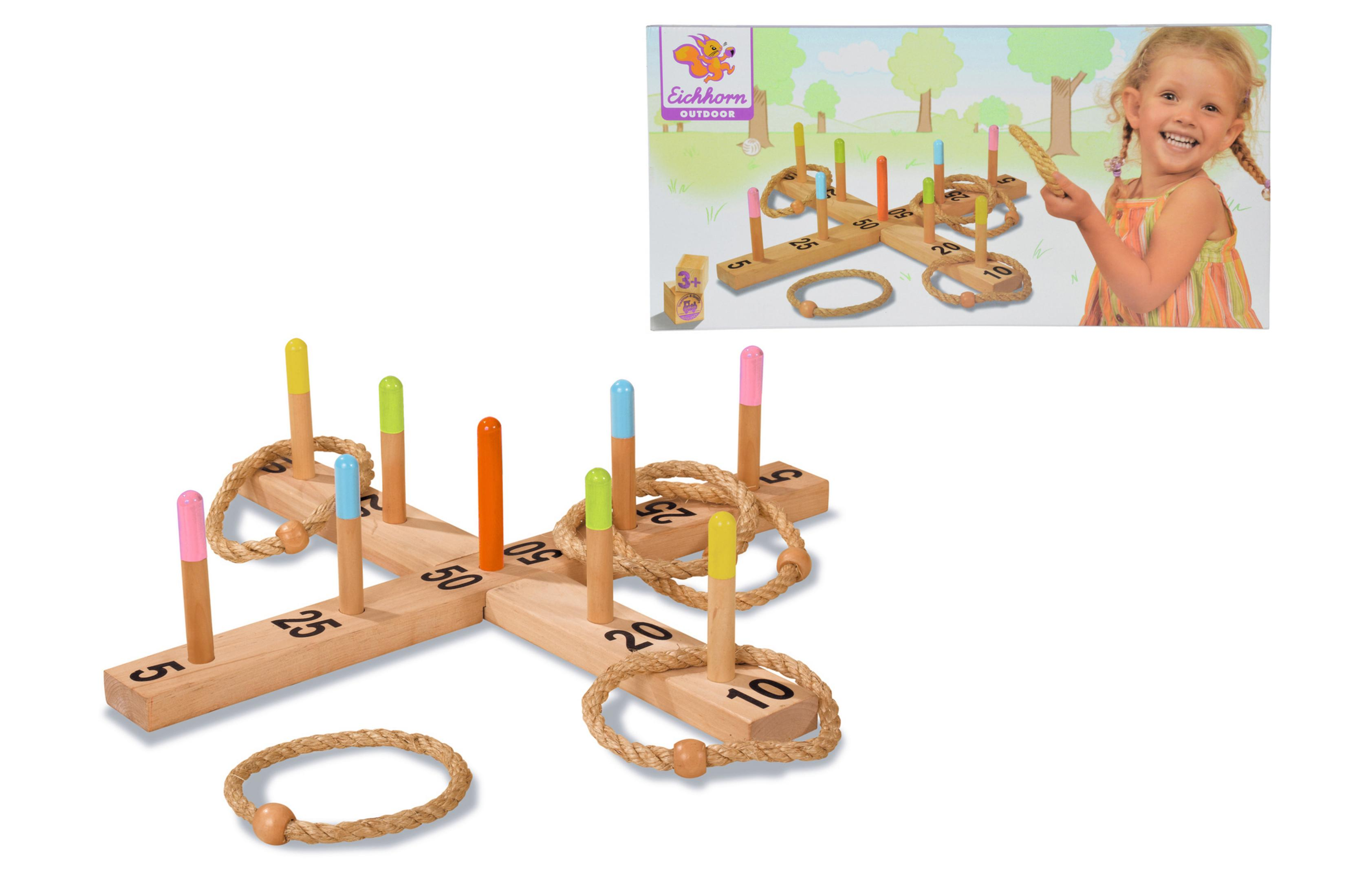 100004505 Naturfarben/Mehrfarbig RINGWURFSPIEL Spielset EICHHORN OUTDOOR EH