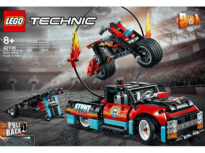 LEGO 42106 STUNT-SHOW MIT TRUCK UND MOTORRAD Bausatz, Mehrfarbig