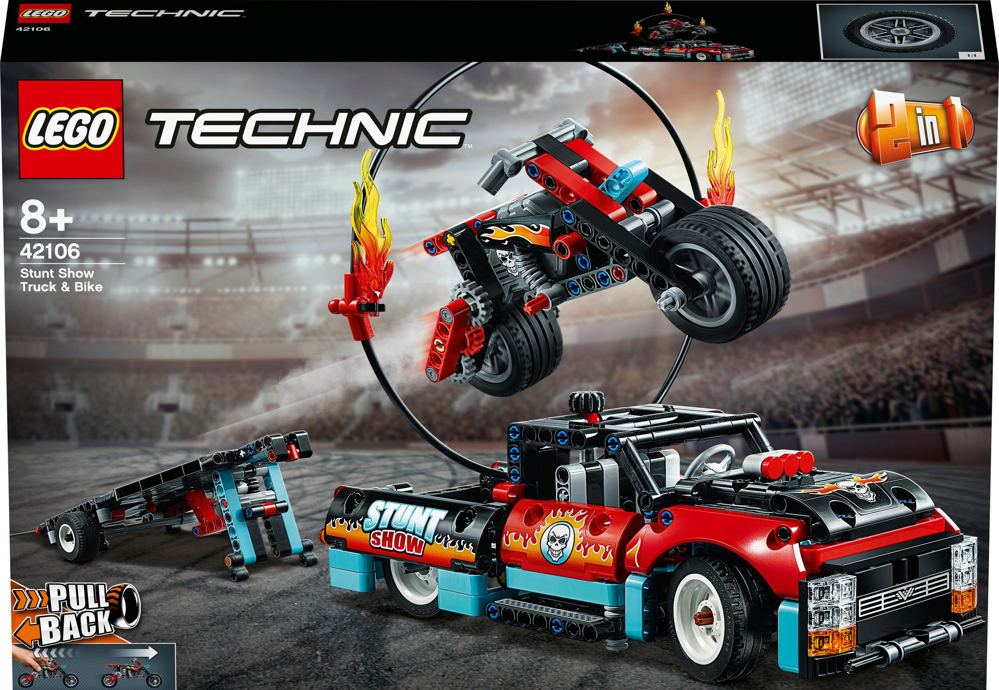 Mehrfarbig STUNT-SHOW LEGO MOTORRAD UND 42106 TRUCK MIT Bausatz,