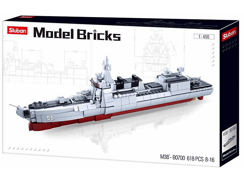 SLUBAN SL95570 ZERSTÖRER II (617 TEILE) Konstruktionsspielzeug, Mehrfarbig