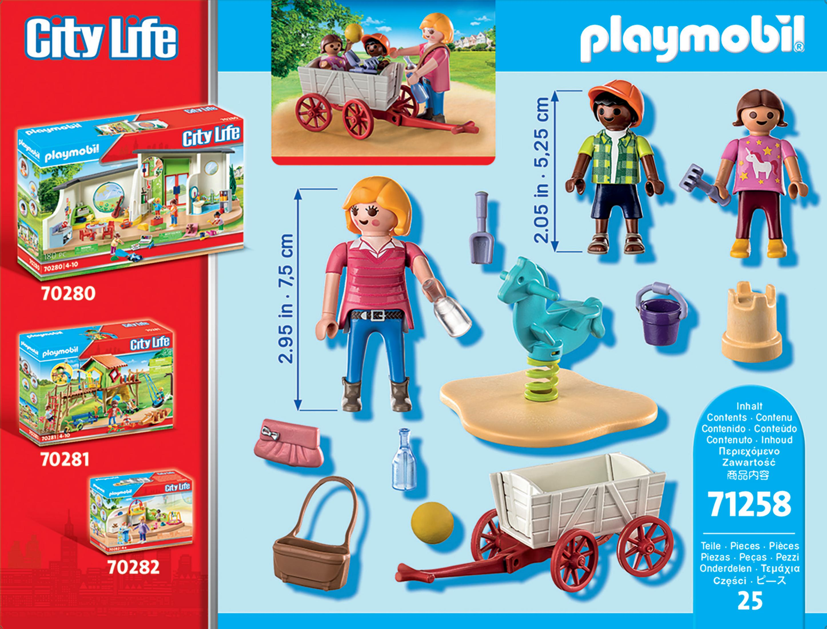 Playmobil-Box-Set. Enthält Figuren, Wagen, Pferd und Zubehör. City Life-Thema.