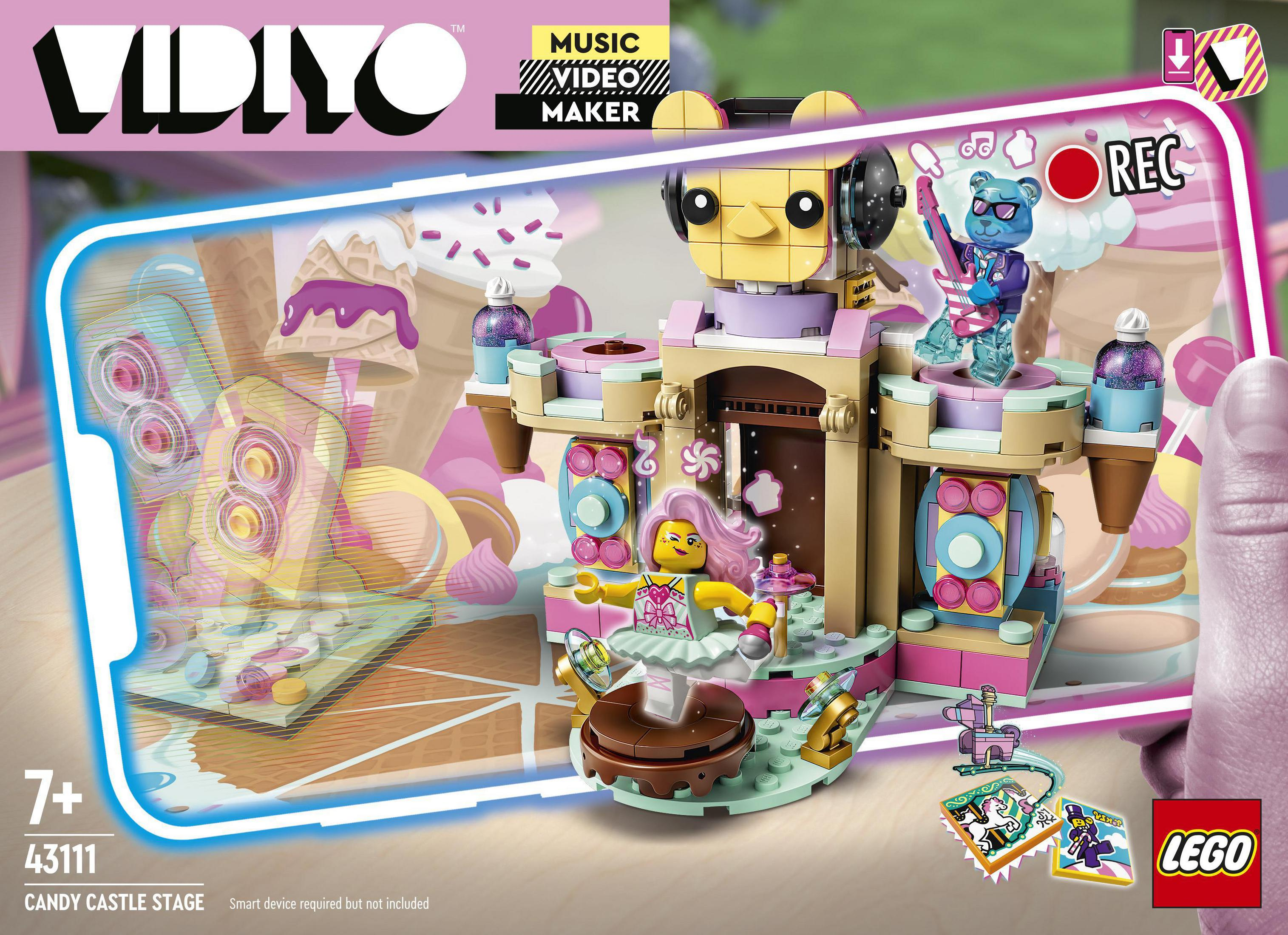 LEGO Vidiyo Candy Castle Stage. Zawiera scenę z postaciami, nutami muzycznymi i ramką smartfona.