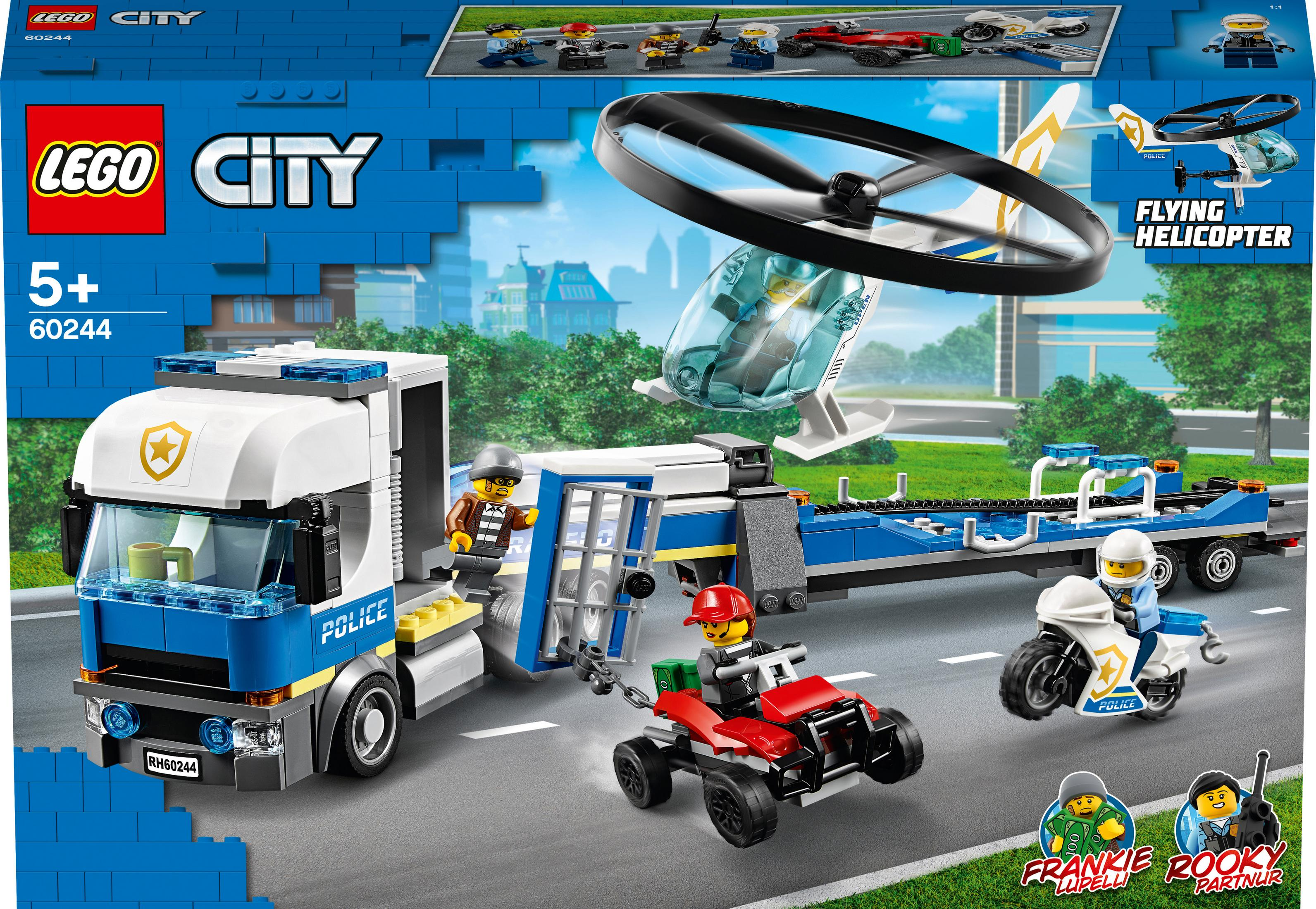 Set Lego City della polizia con camion, elicottero, moto e quad, con minifigure.