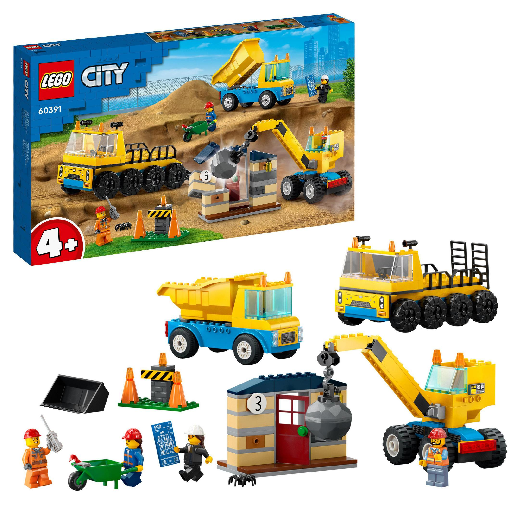 LEGO City İnşaat Kamyonları ve Yıkım Gülleli Vinç 60391