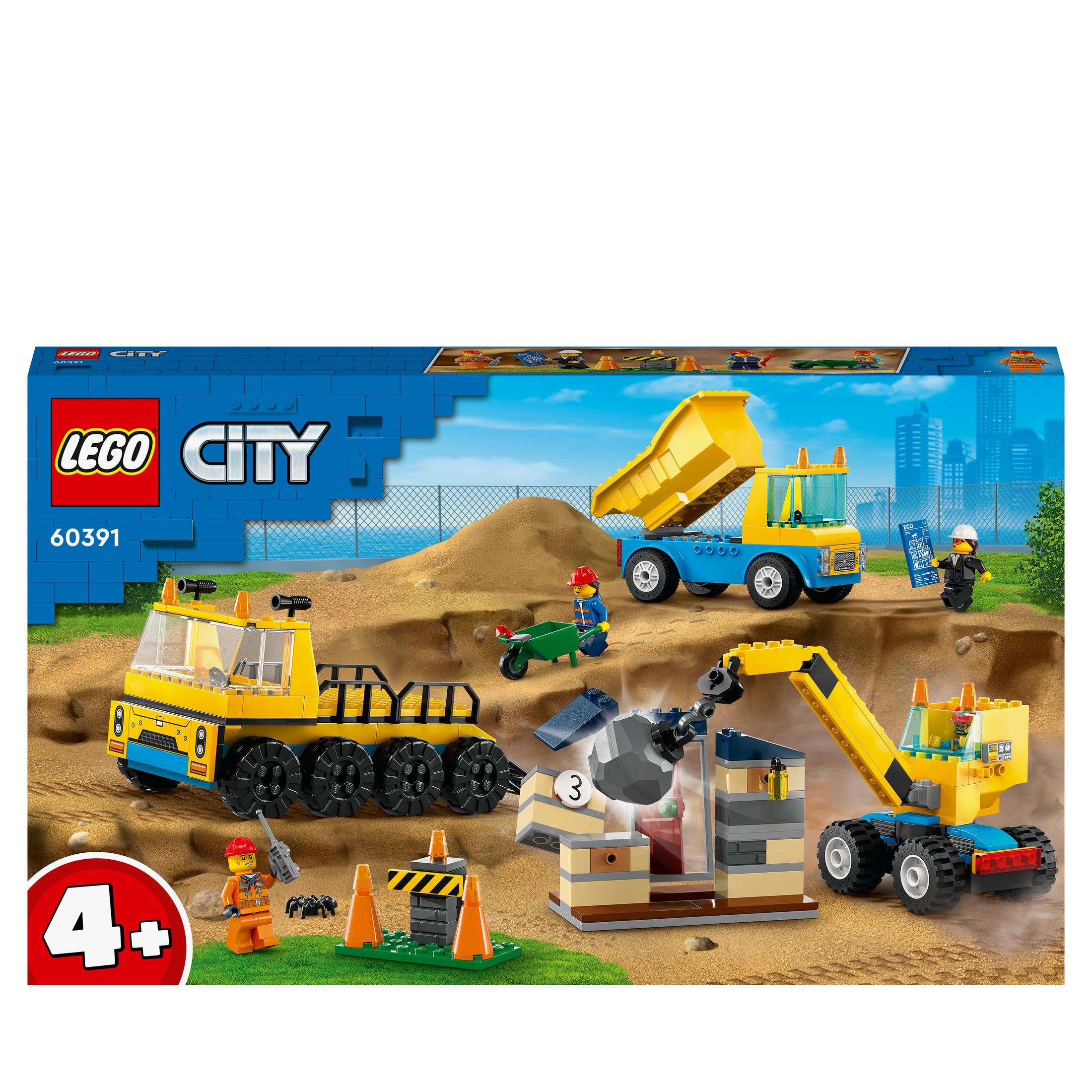 COSTRUZIONI LEGO 60391 City Camion Da Cantiere E Gru Con Palla Da  Demolizione