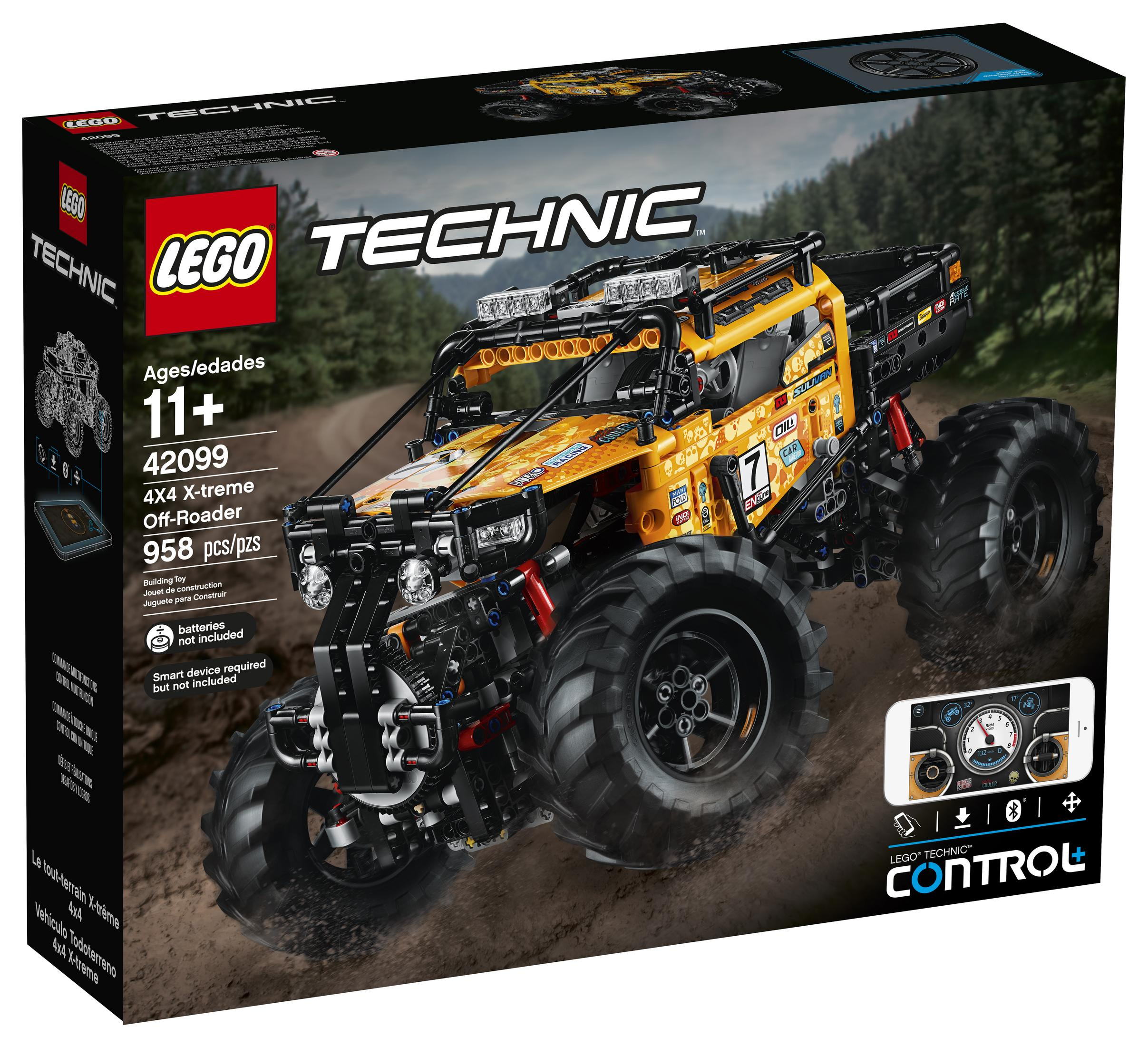 Pudełko Lego Technic 4X4 X-treme Off-Roader, z pomarańczowym i czarnym pojazdem terenowym.