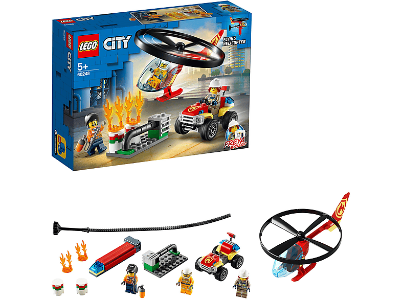 LEGO EINSATZ 60248 DEM MIT FEUERWEHRHUBSCHRAUBER Bausatz, Mehrfarbig