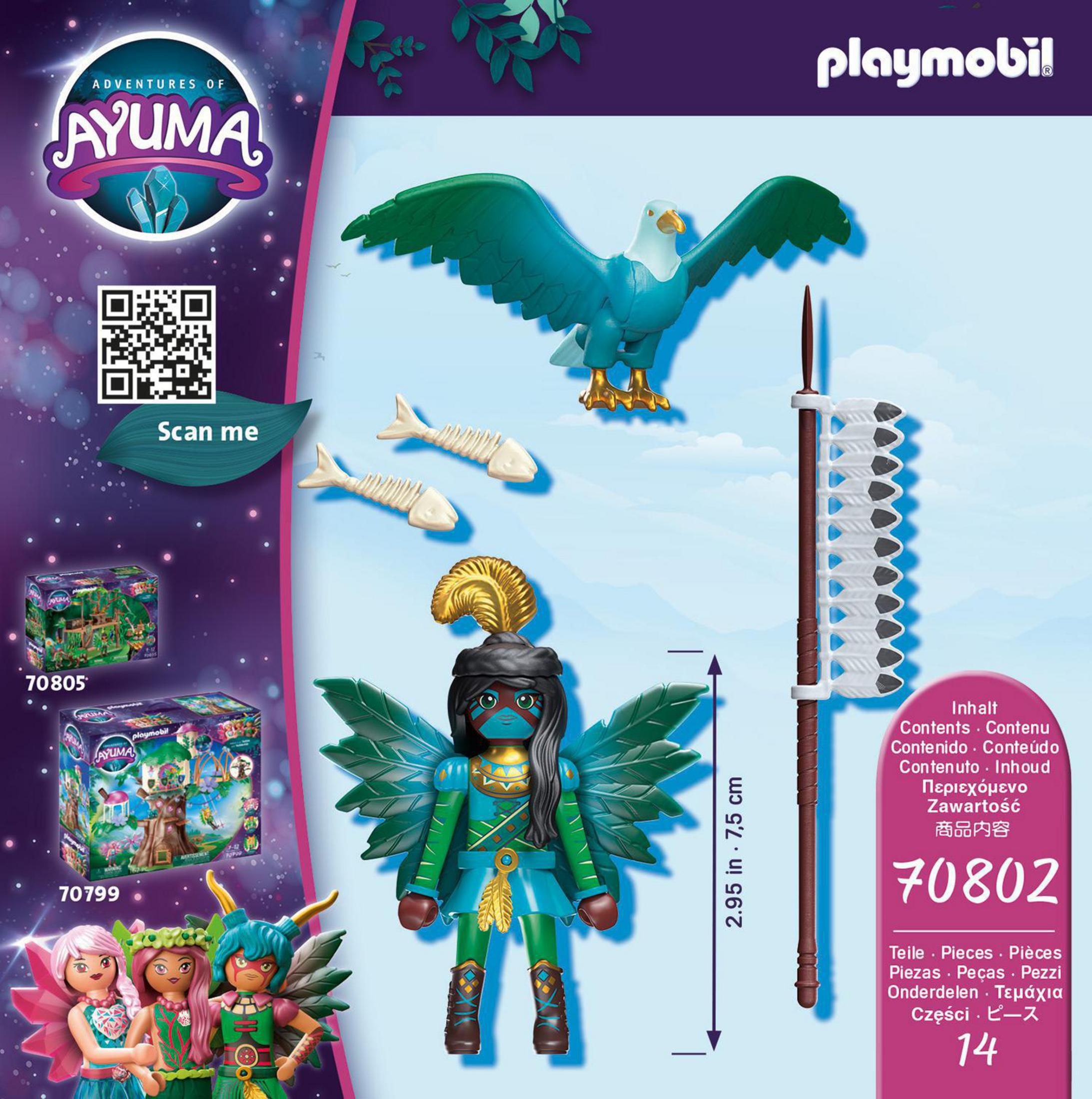 Playmobil-Set mit Figur, Adler, Zubehör und Text.