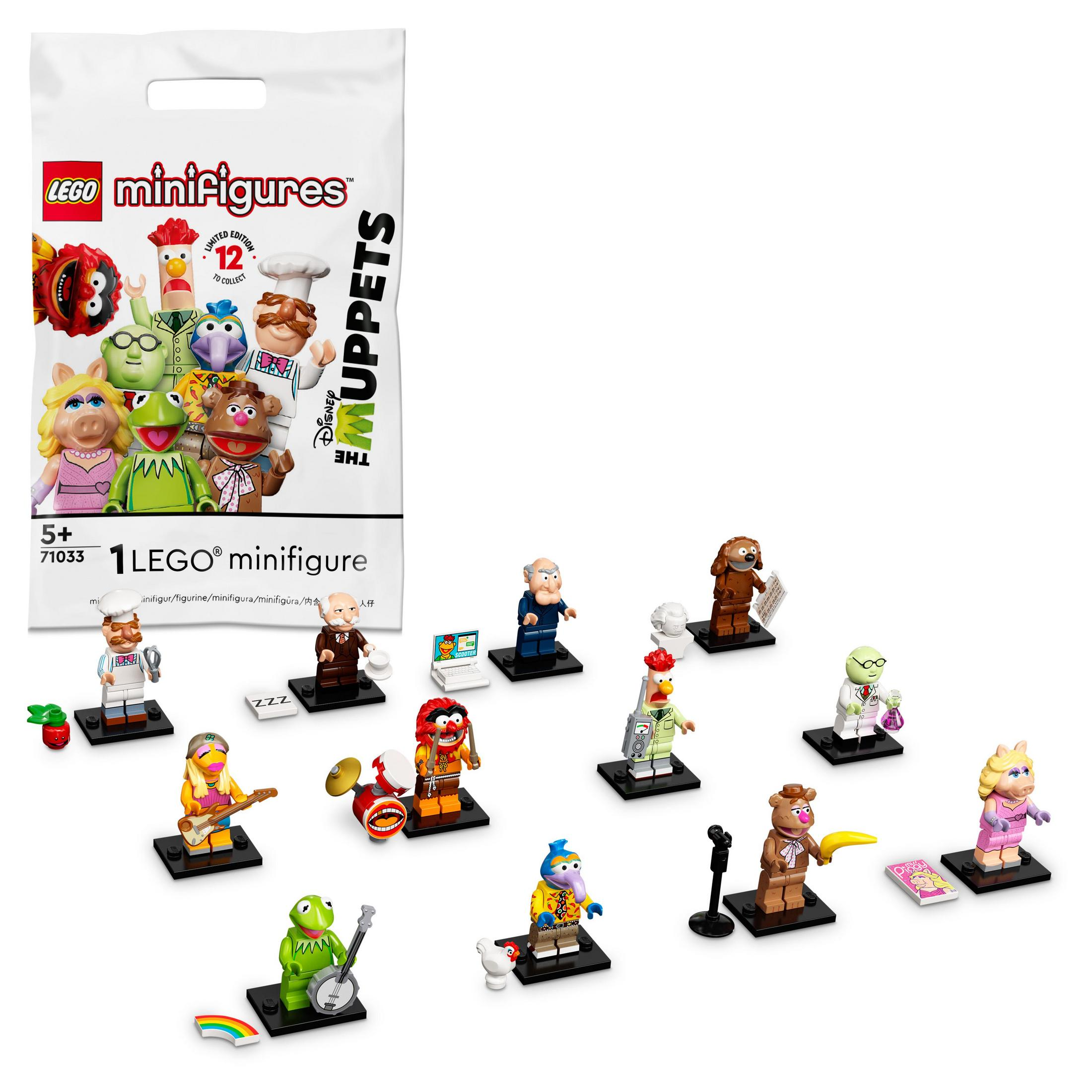 Lego Minifigures Muppets serisi. Torba ve figürler. Çeşitli Kukla karakterleri.