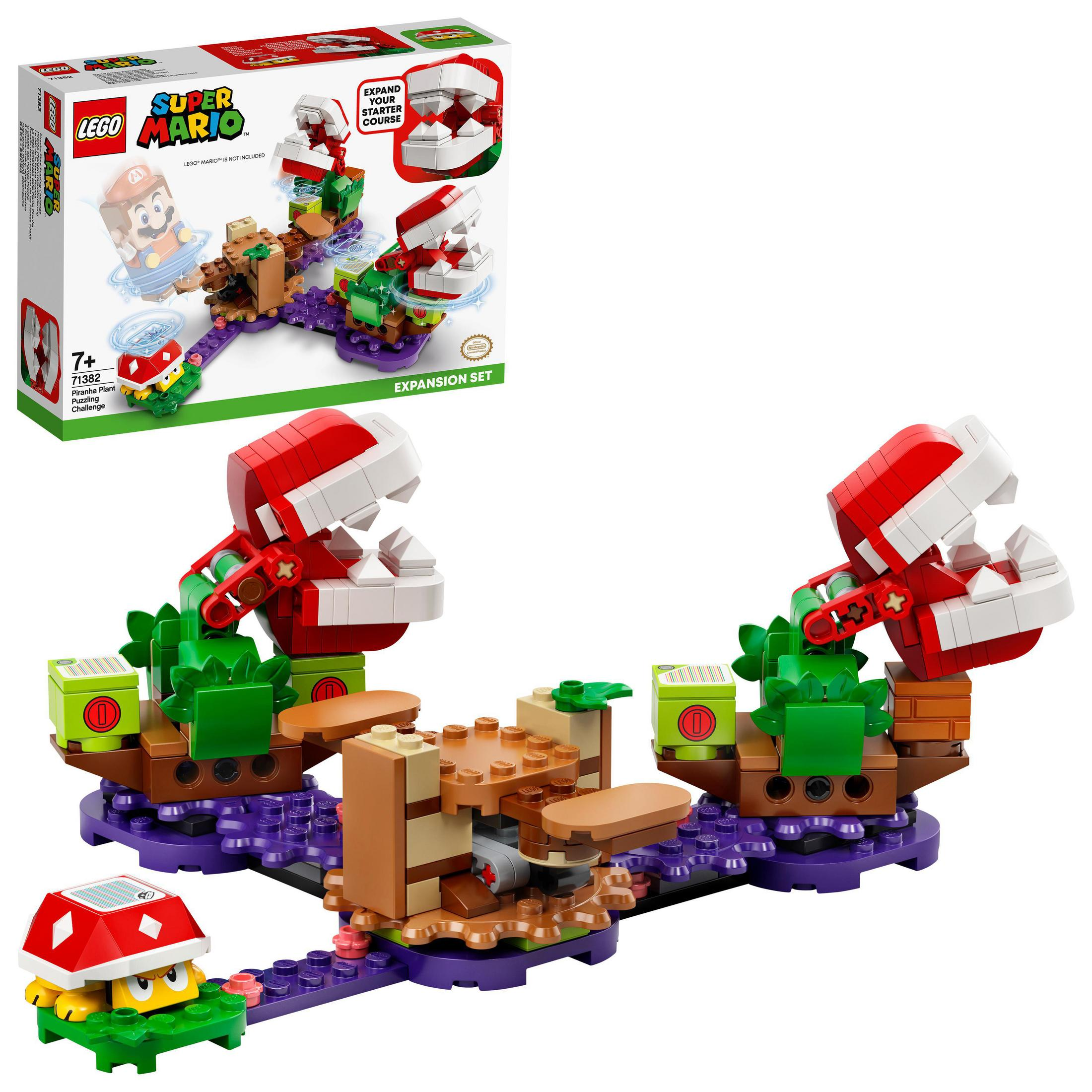 Zestaw rozszerzający Lego Super Mario Piranha Plant Power Slide z figurkami.