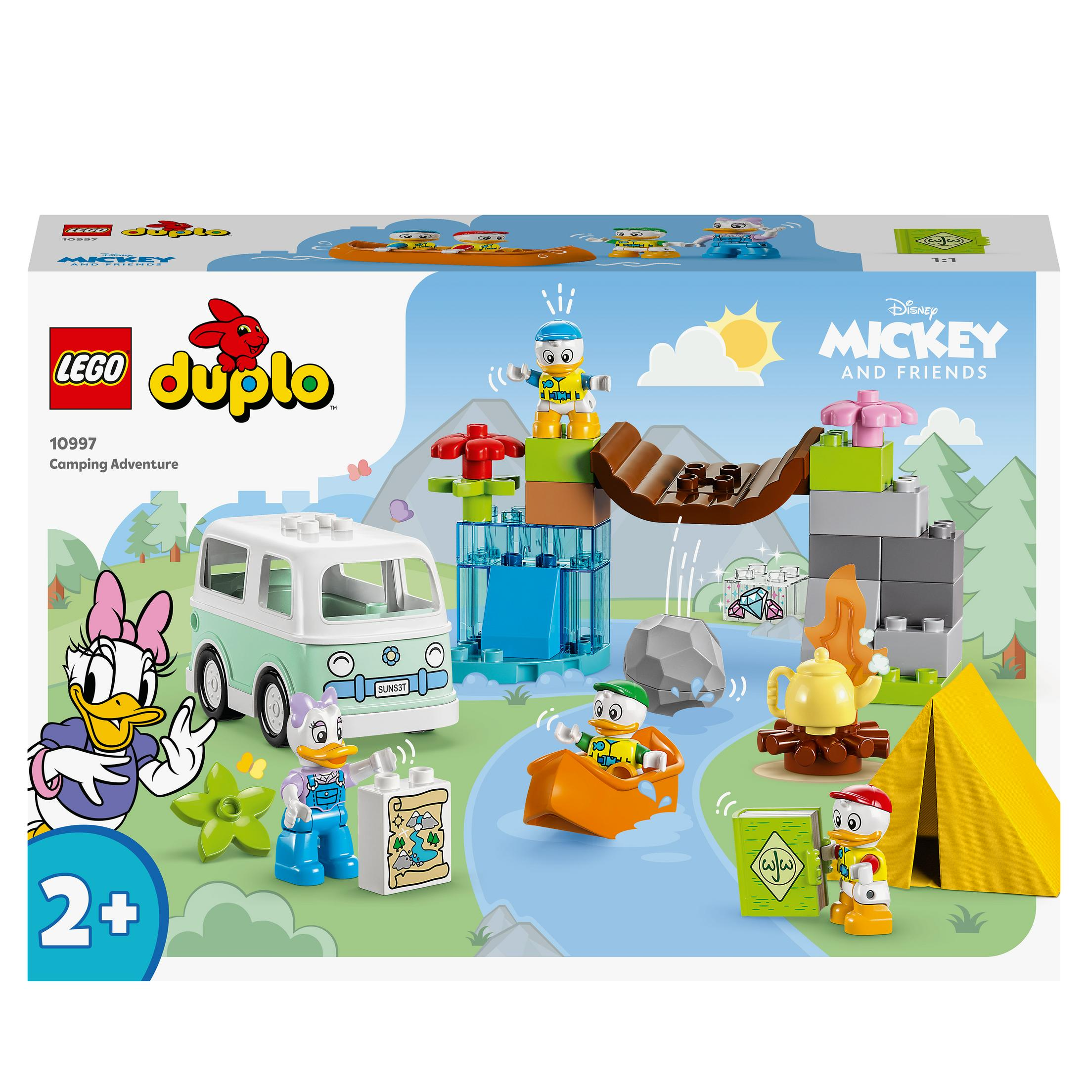 Lego Duplo Set: Camping-Abenteuer. Enthält Figuren, Zelt, Van und Flussszene.