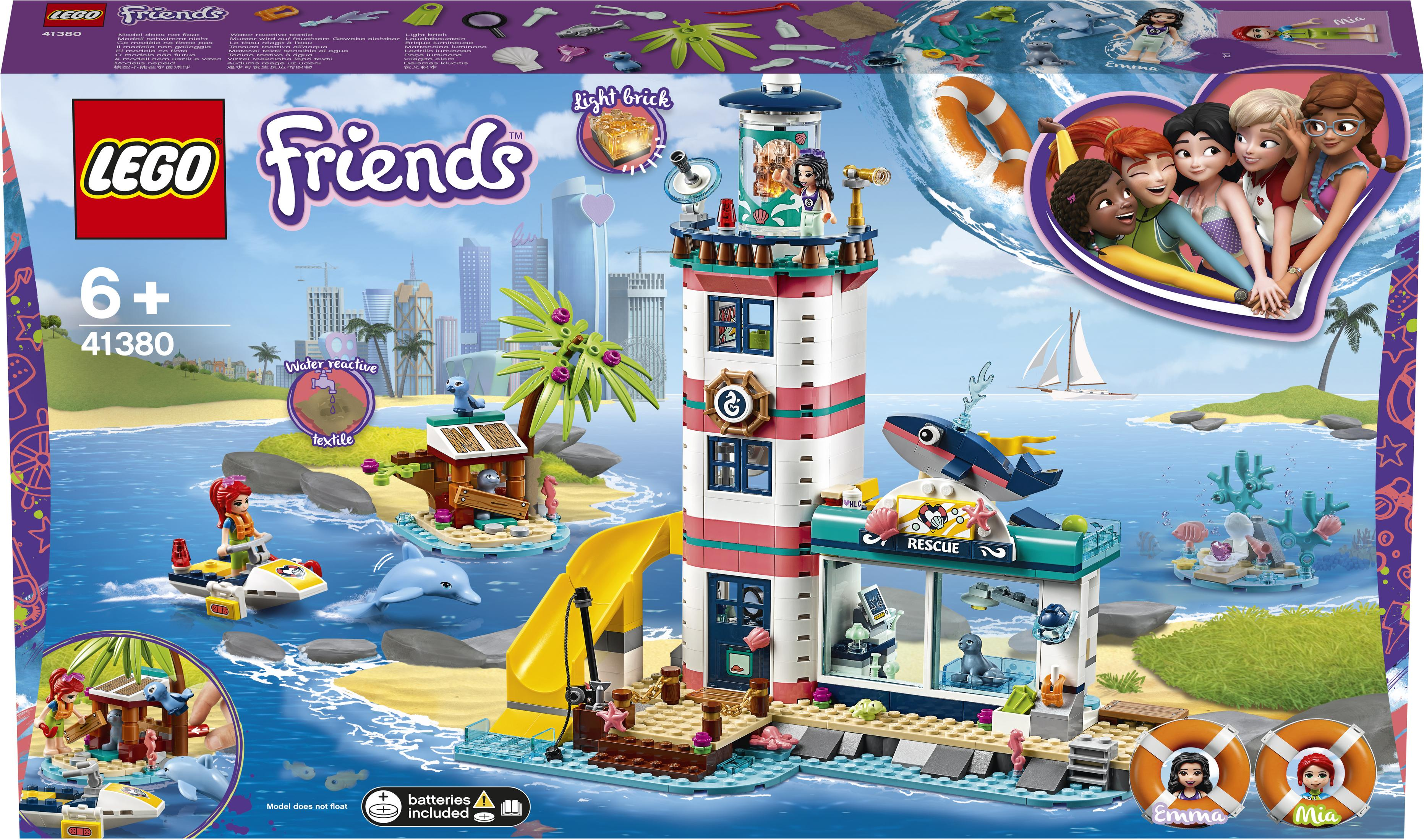 LEGO Friends Lighthouse Rescue Set Box. Zeigt einen Leuchtturm, ein Rettungsboot und verschiedene Minifiguren.