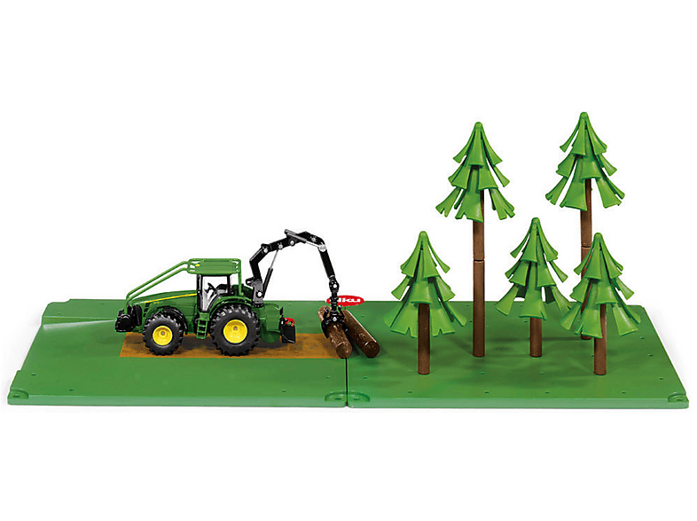 siku 5605, Forestry Set with Tractor, 2 base plates and 5 trees, Plastic/ Metal, Green, Multifunctional
