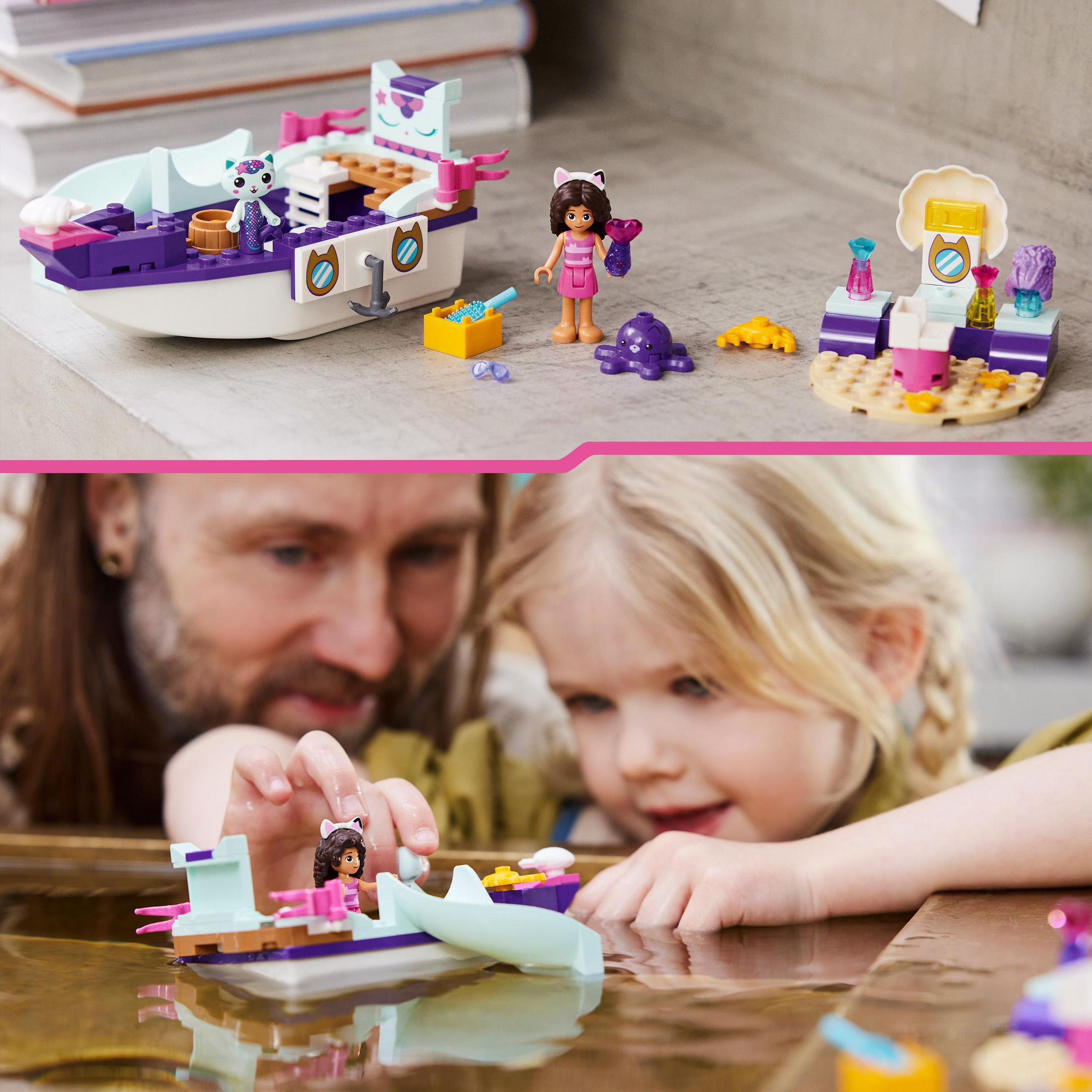 Zwei Bilder von Lego-Sets. Ein Boot, eine Strandszene mit Mädchen.