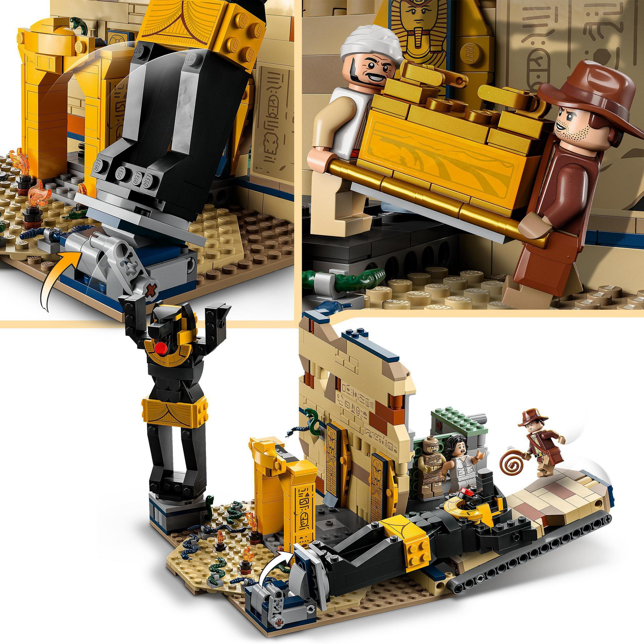 Set Lego a tema egiziano, con un tempio e personaggi.