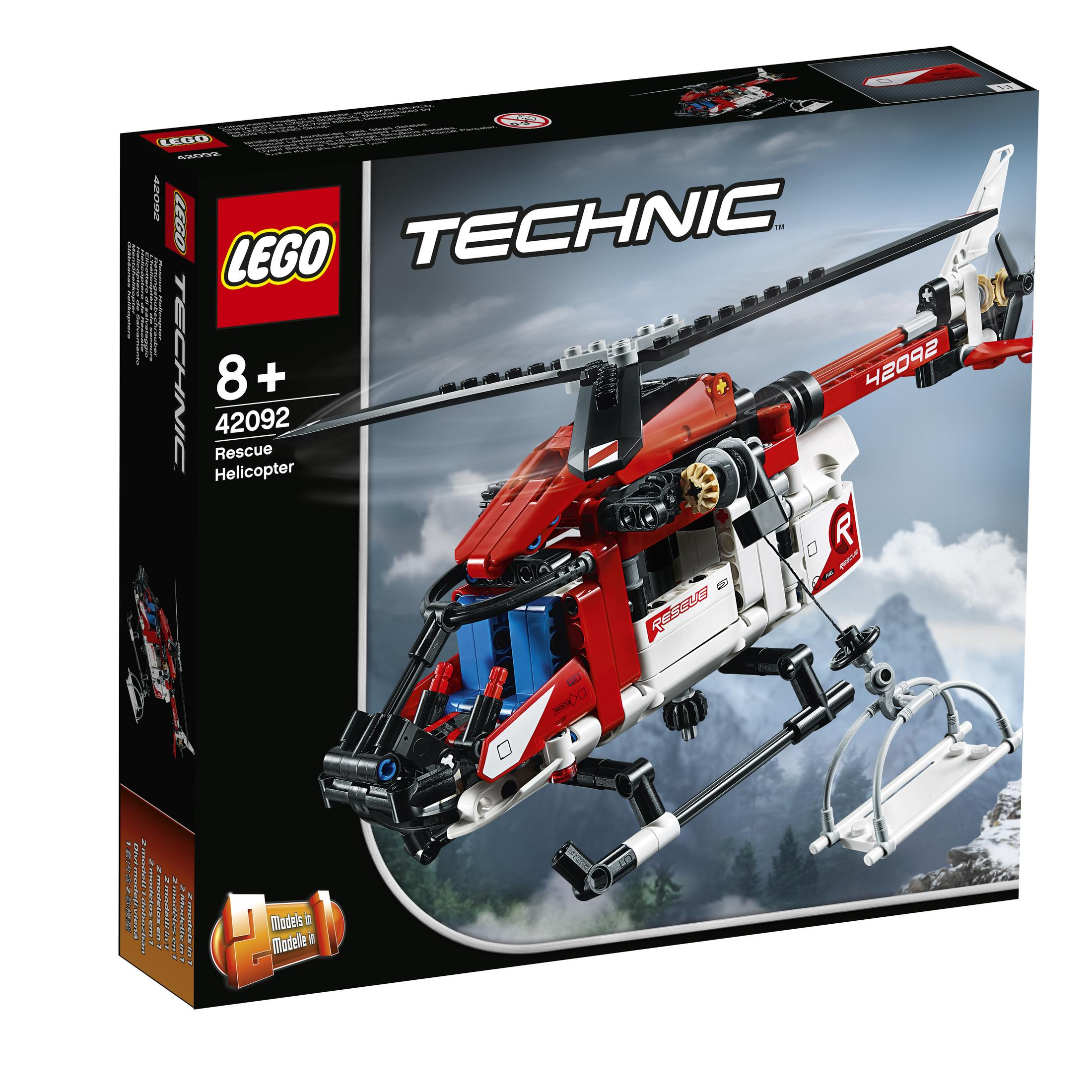 Lego Technic Rescue Helicopter box. Red and white helicopter image on the front.