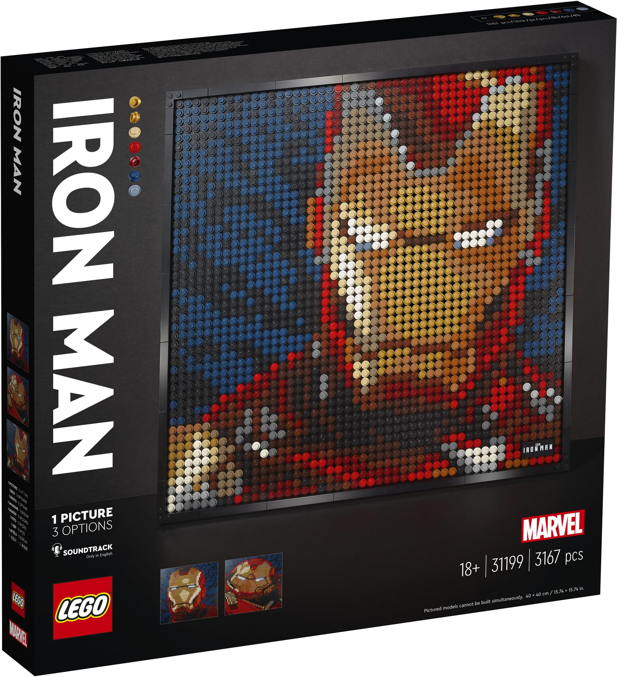 Mehrfarbig 3-in-1-Wandkunst-Set, LEGO STUDIOS 31199 MAN-KUNSTBILD MARVEL IRON