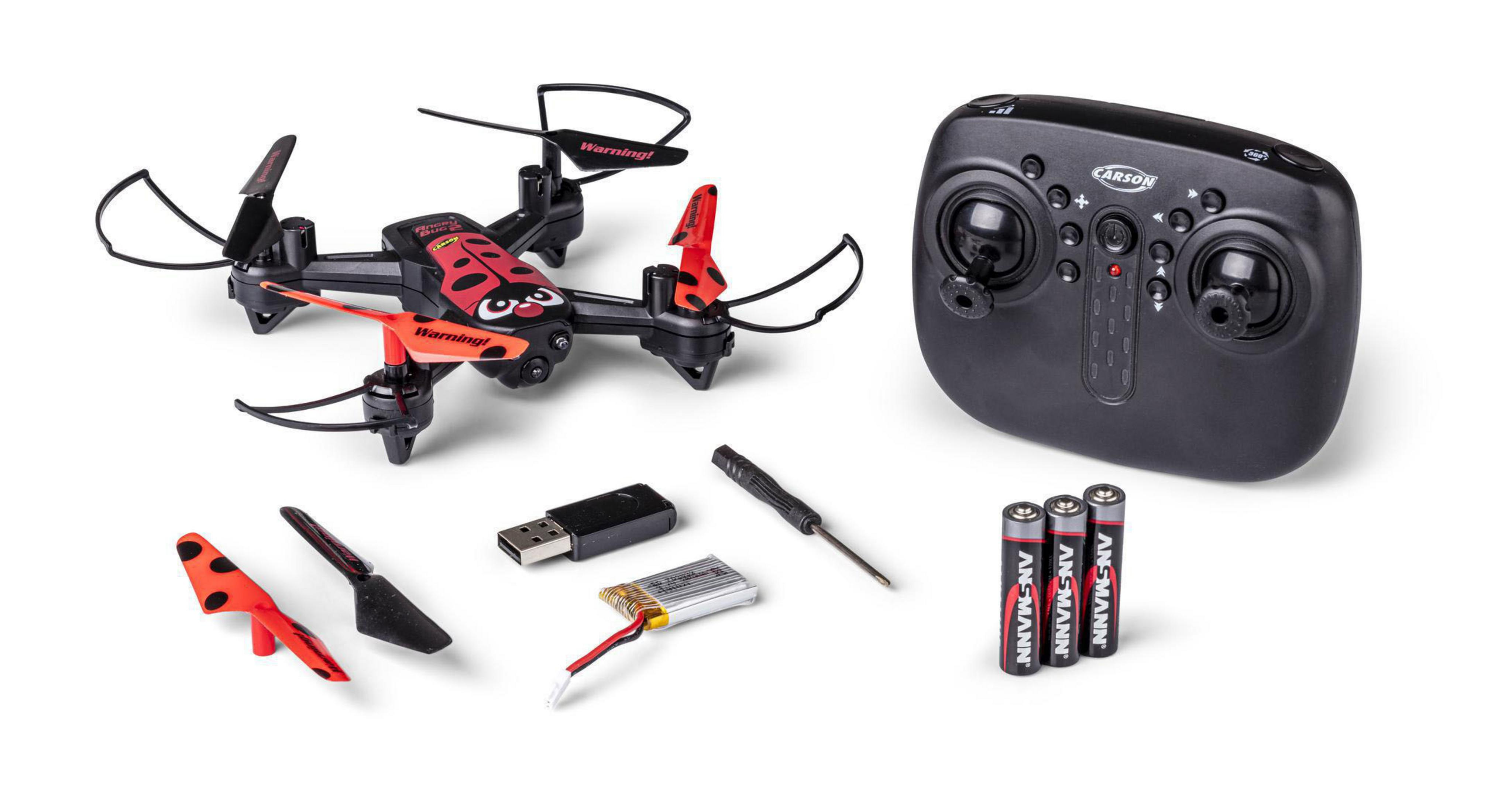 CARSON 500507153 ANGRY Drohne, 2.0 Schwarz/Rot QUADCOPTER ferngesteuerte X4 BUG