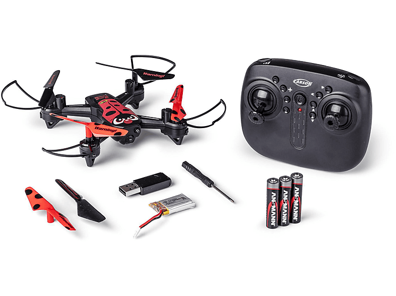 CARSON 500507153 X4 QUADCOPTER ANGRY BUG 2.0 ferngesteuerte Drohne, Schwarz/Rot