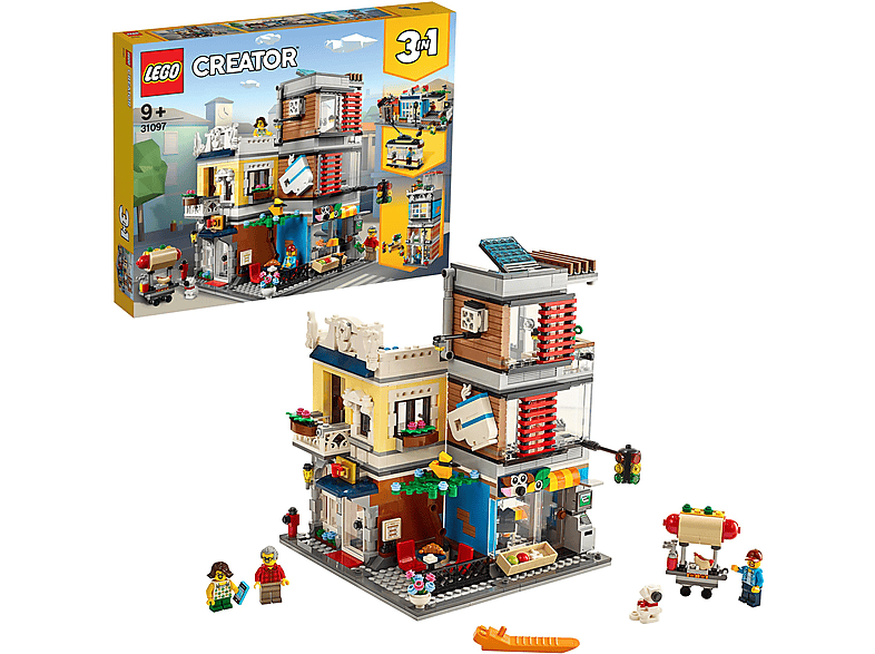 LEGO 31097 STADTHAUS Bausatz, ZOOHANDLUNG & Mehrfarbig CAFÉ MIT