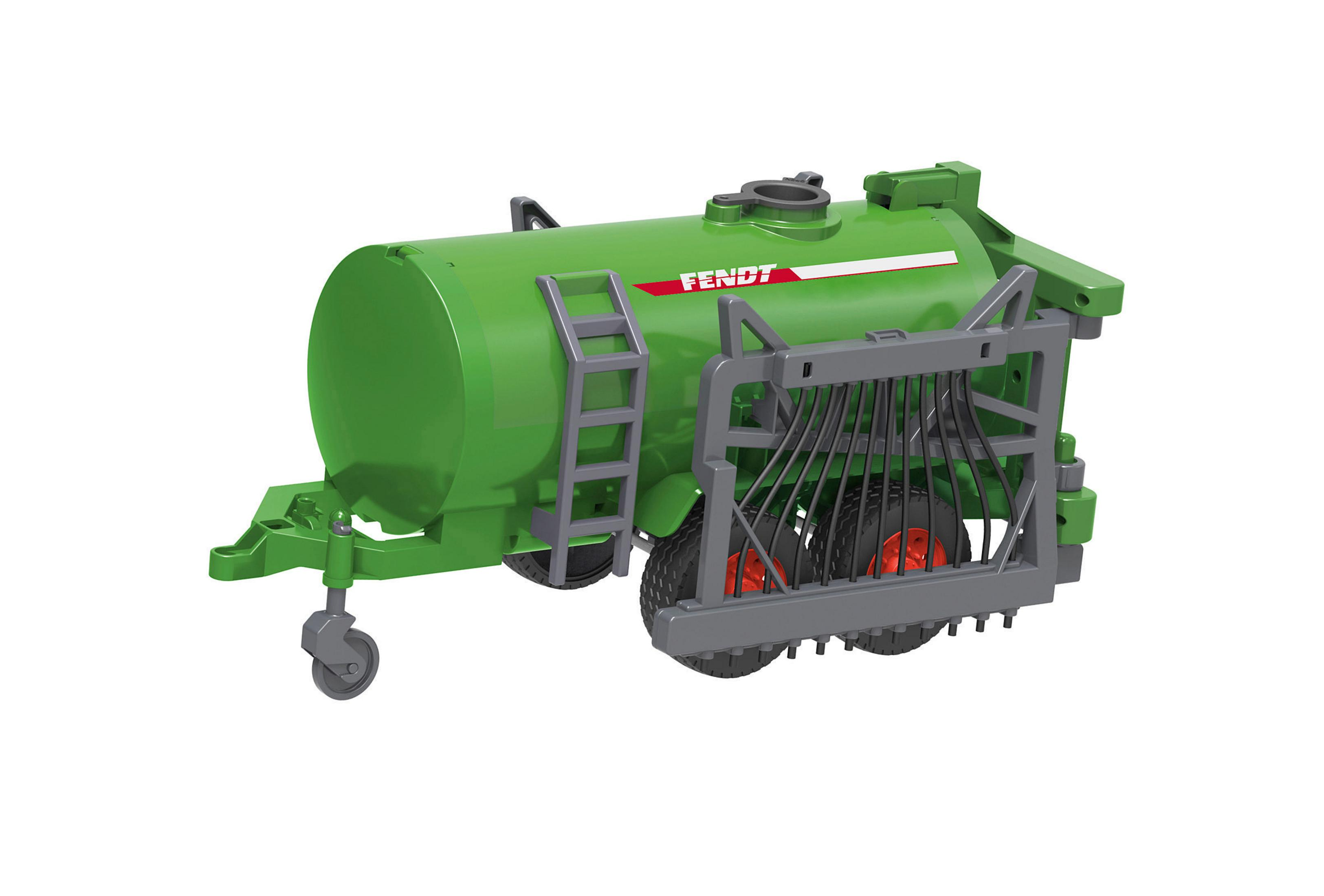 Grüner FENDT-Farmtankanhänger auf weißem Hintergrund.