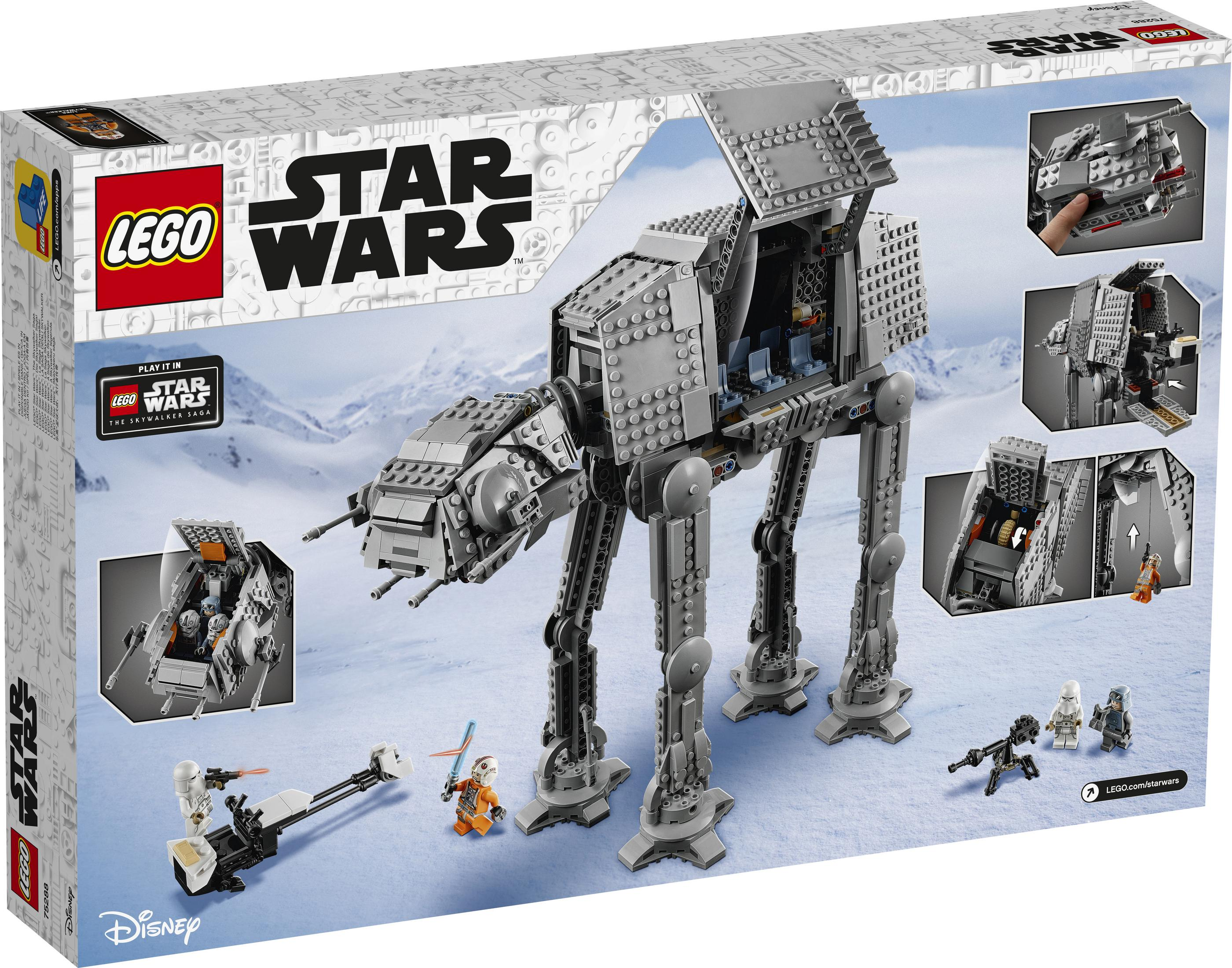 Pudełko zestawu Lego Star Wars AT-AT Walker przedstawia model, figurki i ośnieżone tło.