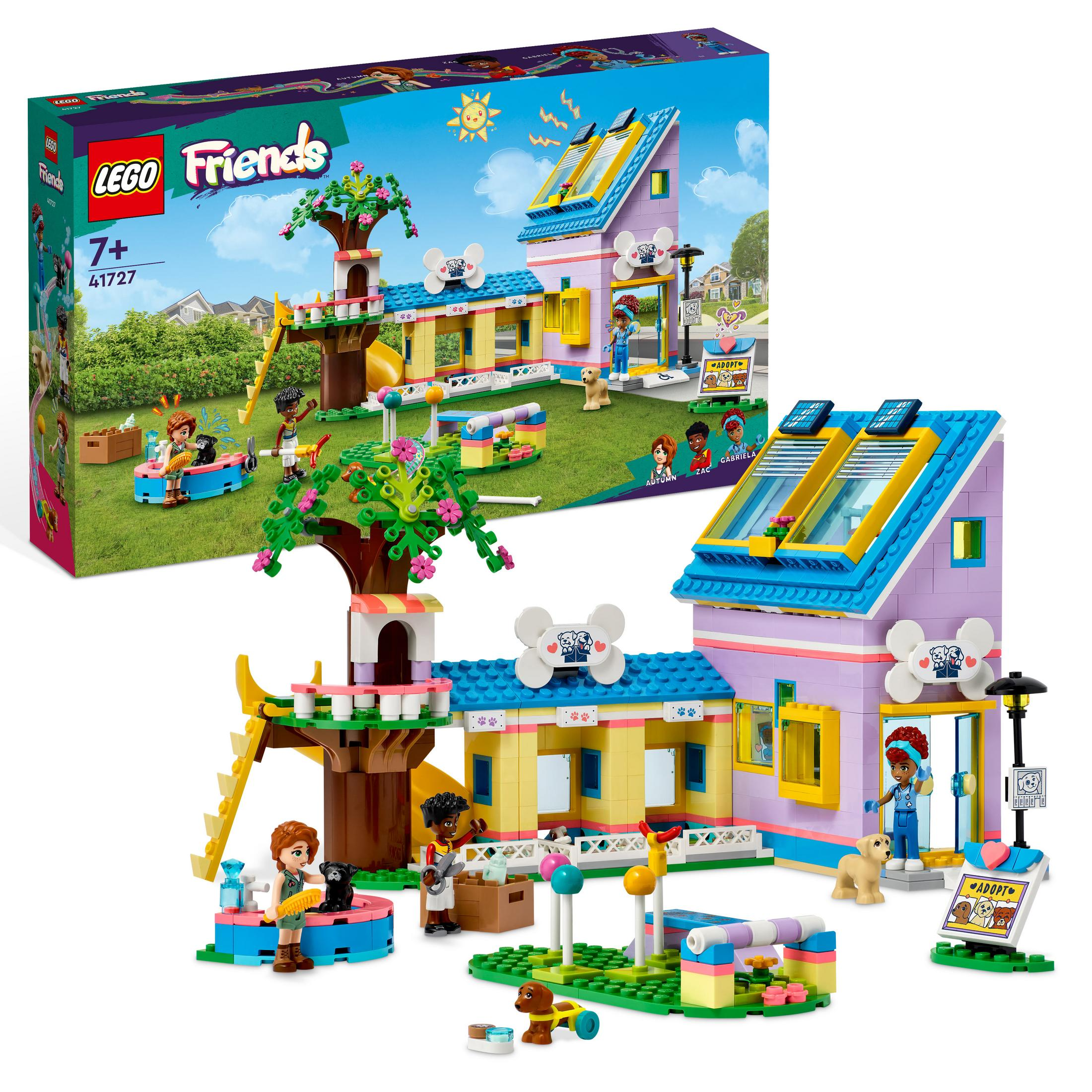 Bir ev, bir ağaç ev ve figürlerle Lego Friends seti. Bir köpek parkı ve aksesuarlar içerir.