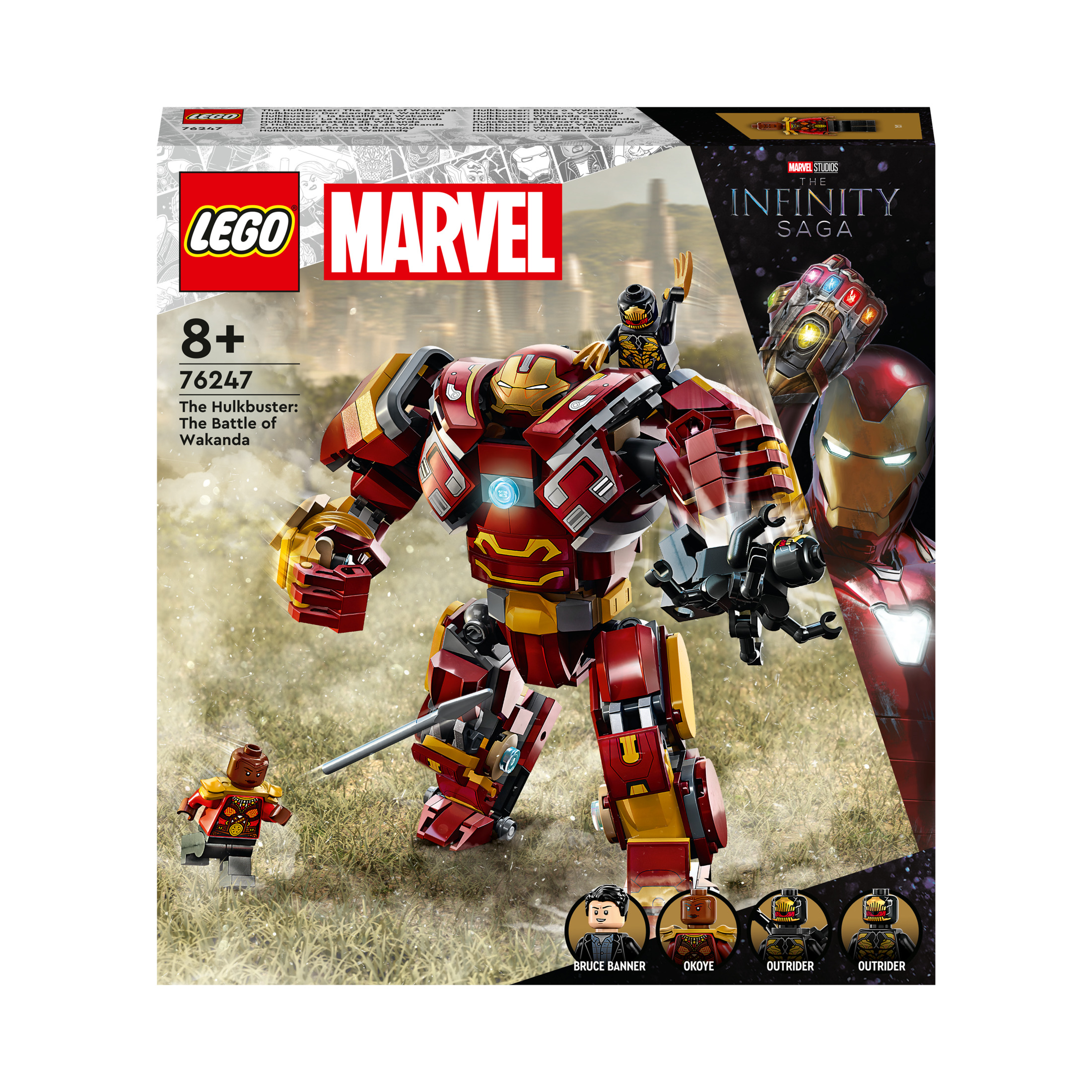 LEGO Marvel Set: Der Hulkbuster vs. Die Schlacht von Wakanda. Enthält Iron Man und andere Figuren.