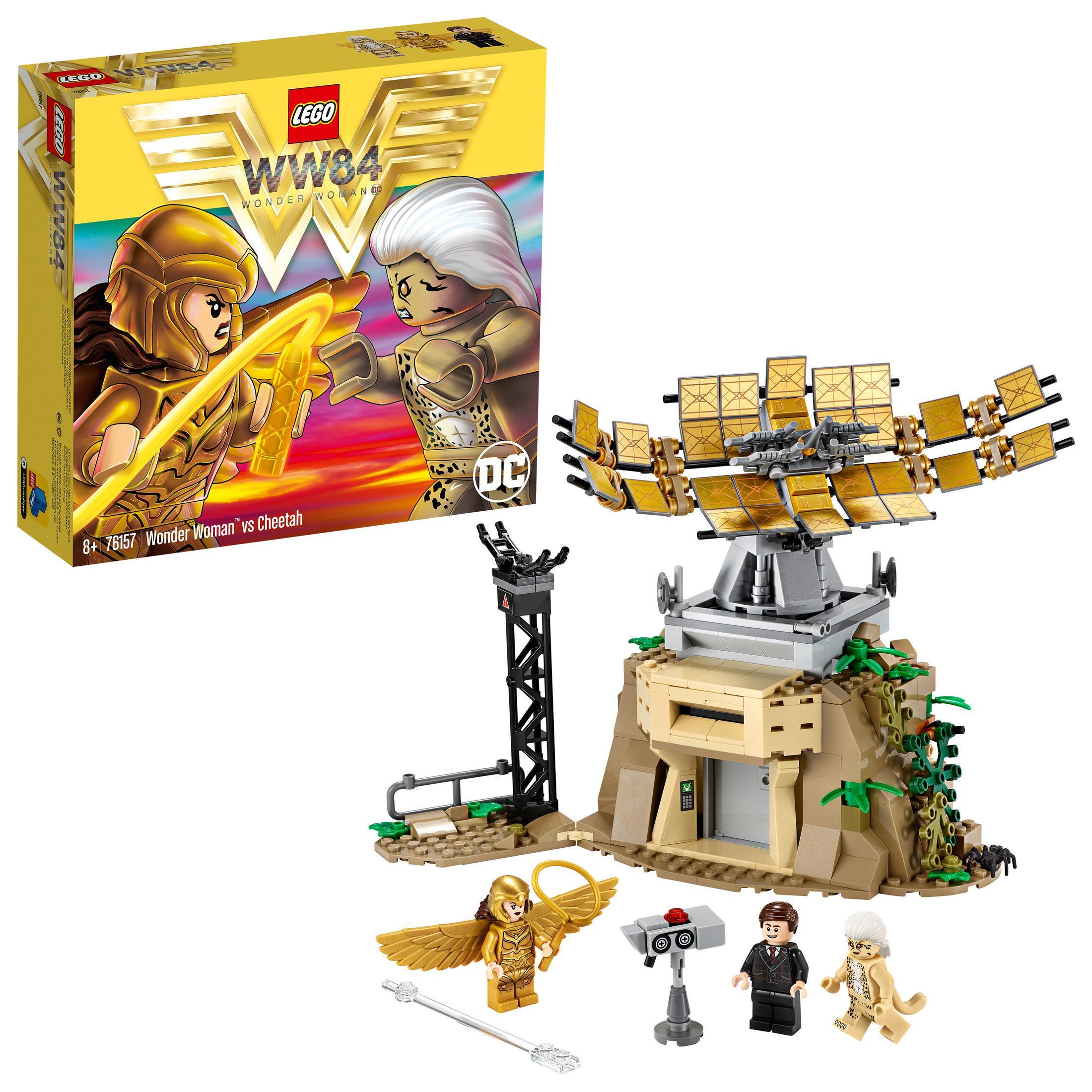 Lego Wonder Woman Set: Wonder Woman vs. Cheetah, mit Figuren und einem Turm.