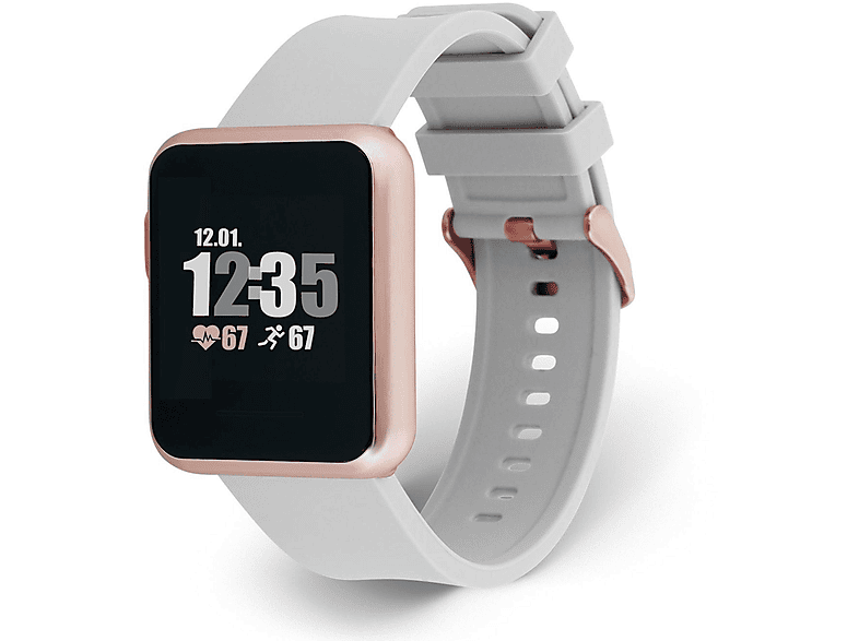 X-WATCH 54046 KETO SUN REFLECT SOFT GREY Smartwatch Metall Silikon, 22 x 240 mm, Gehäuse: Rosé/Armband: Grau