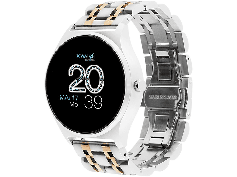 X-WATCH 54059 JOLI XW PRO SHINY SILVER Smartwatch Metall, 265 mm, Silber/Gold