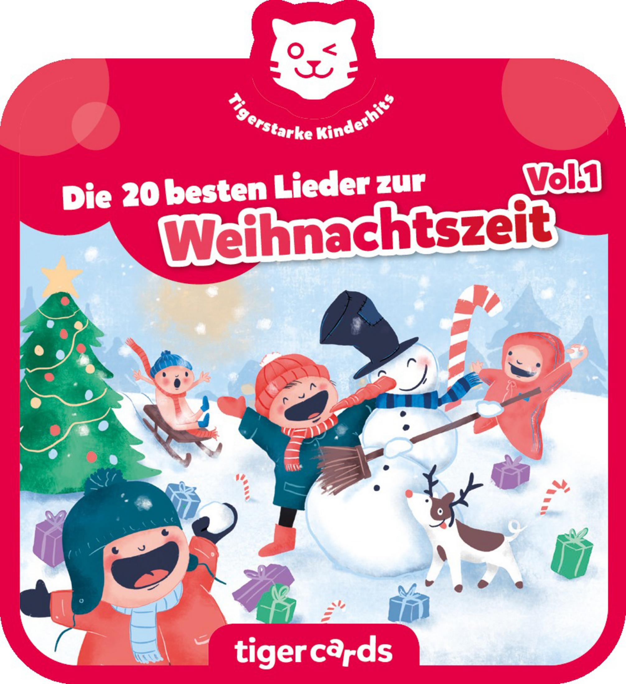 Una copertina di un libro a tema natalizio con illustrazioni di pupazzi di neve, bambini e regali.