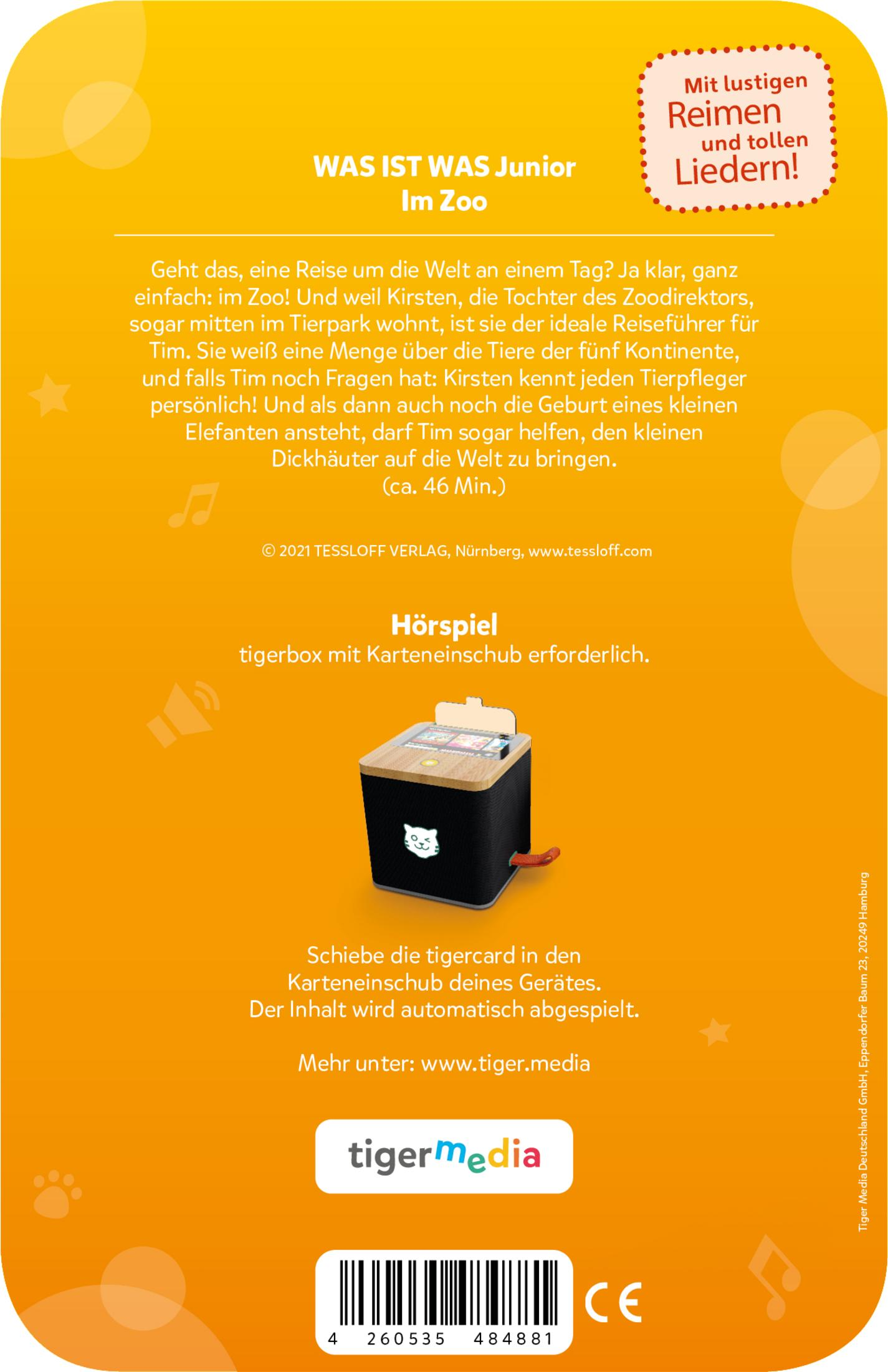 Retro di un libro. Testo e un dispositivo tigerbox sono visualizzati, con sfondo giallo.