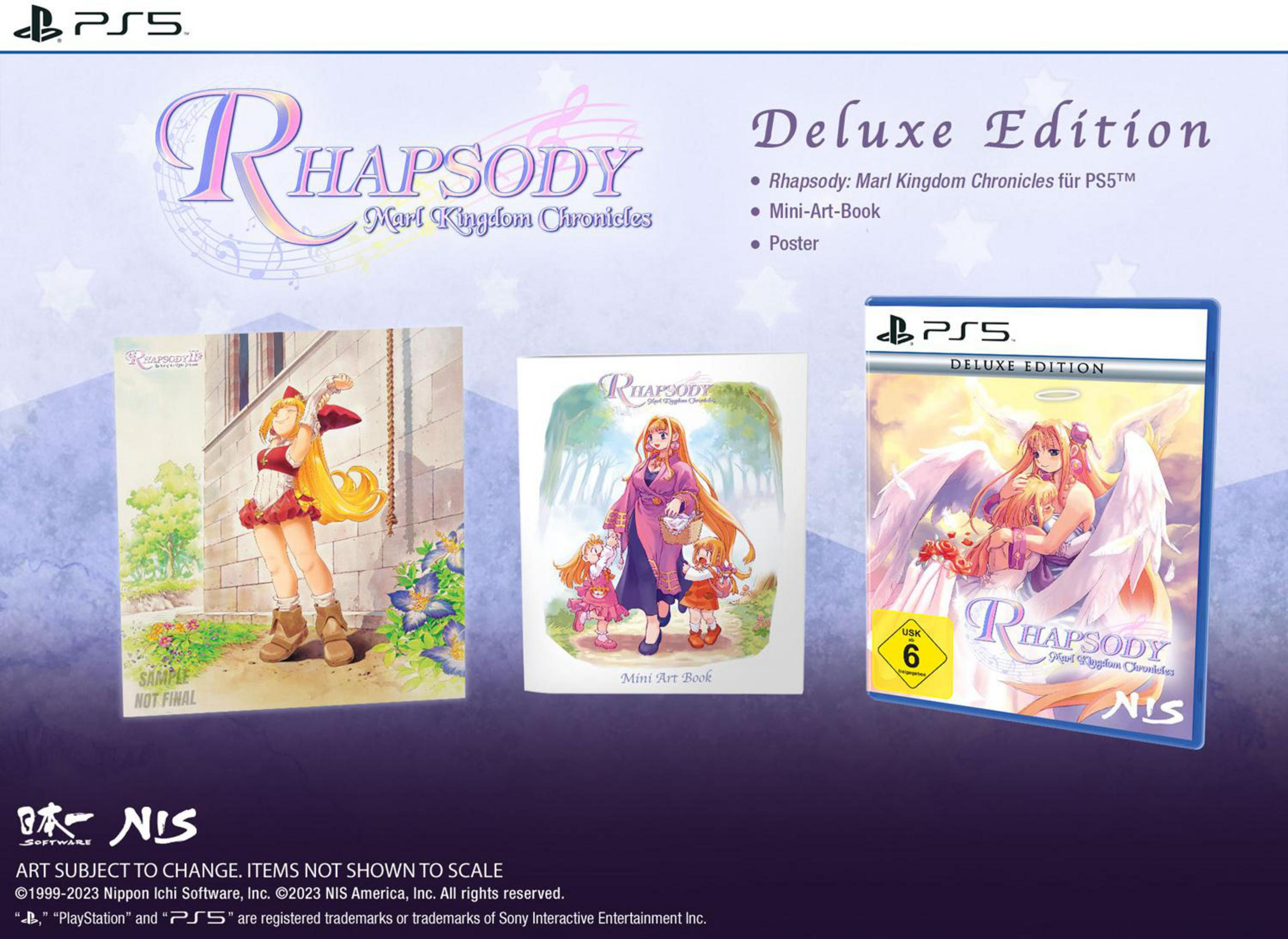 Deluxe Edition PS5 Spielverpackung mit Spielcover, Mini-Artbook und Poster.