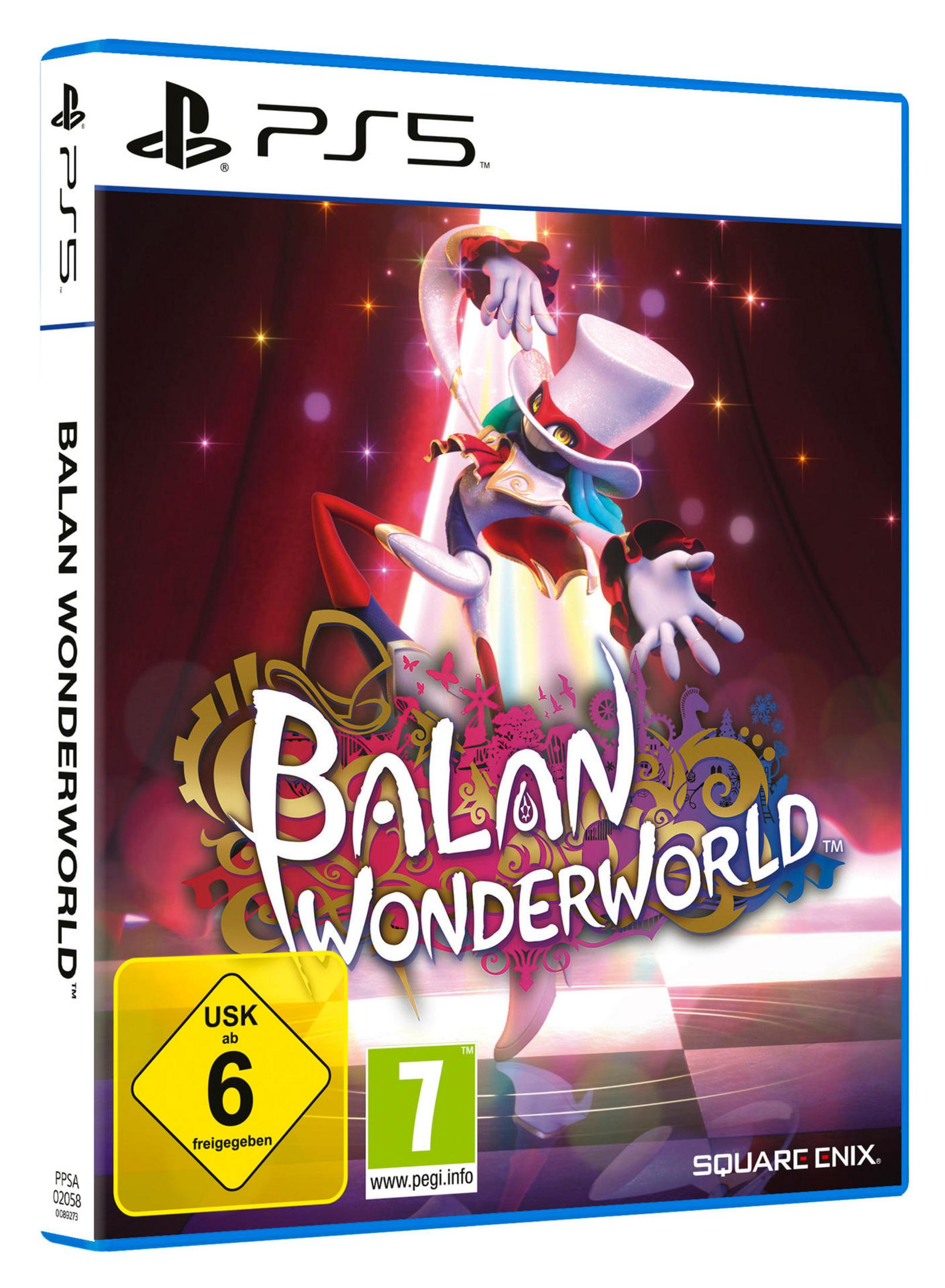 PS5-Spielhülle für Balan Wonderworld, mit einer bunten Illustration.