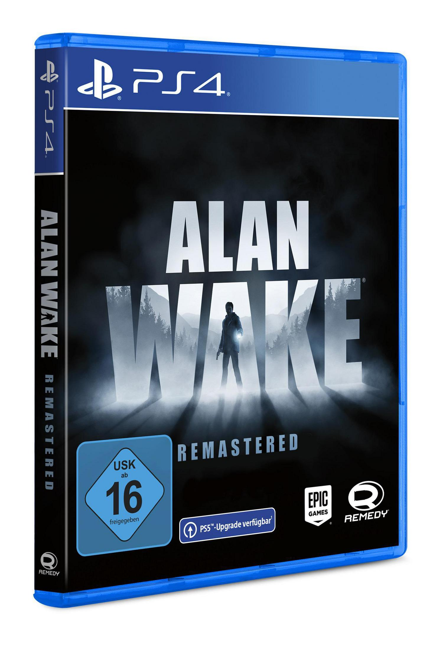 Alan Wake Remastered PS4-Spielhülle. Das Cover zeigt einen Mann in einem nebligen Wald.