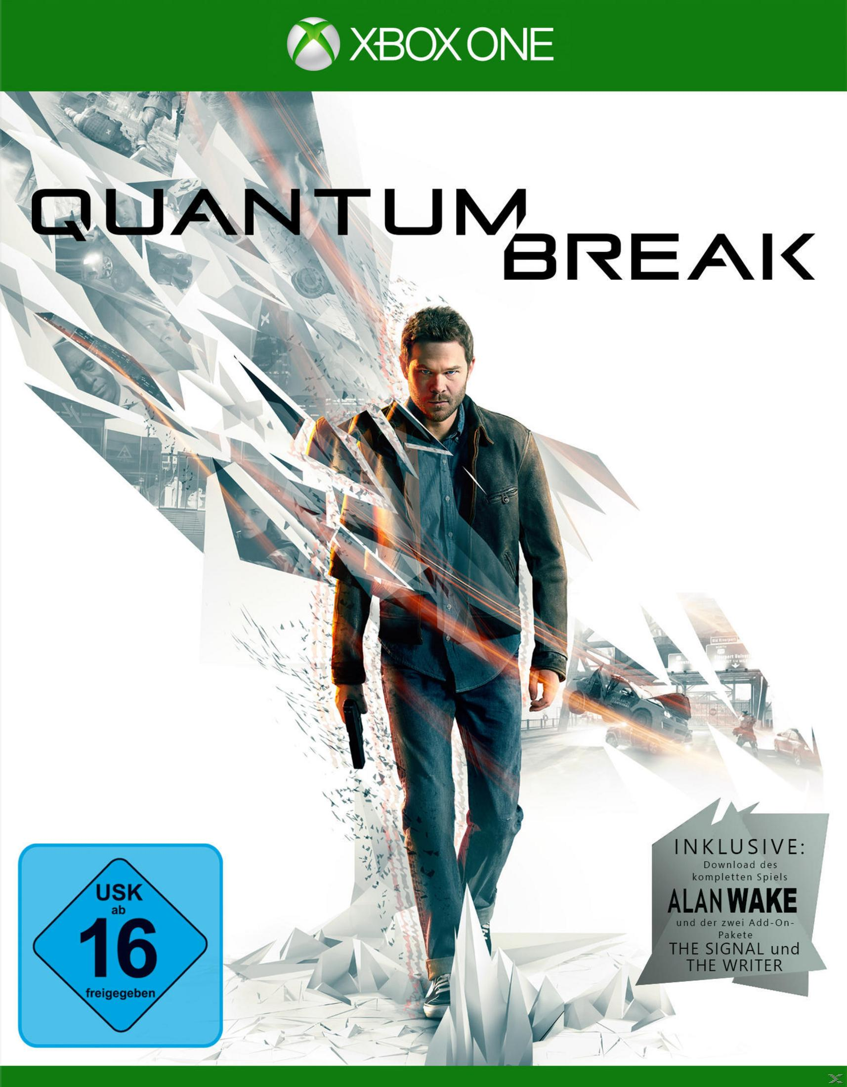 Spielcover für Quantum Break auf Xbox One. Ein Mann mit einer Waffe geht auf den Betrachter zu. Titel ist oben.