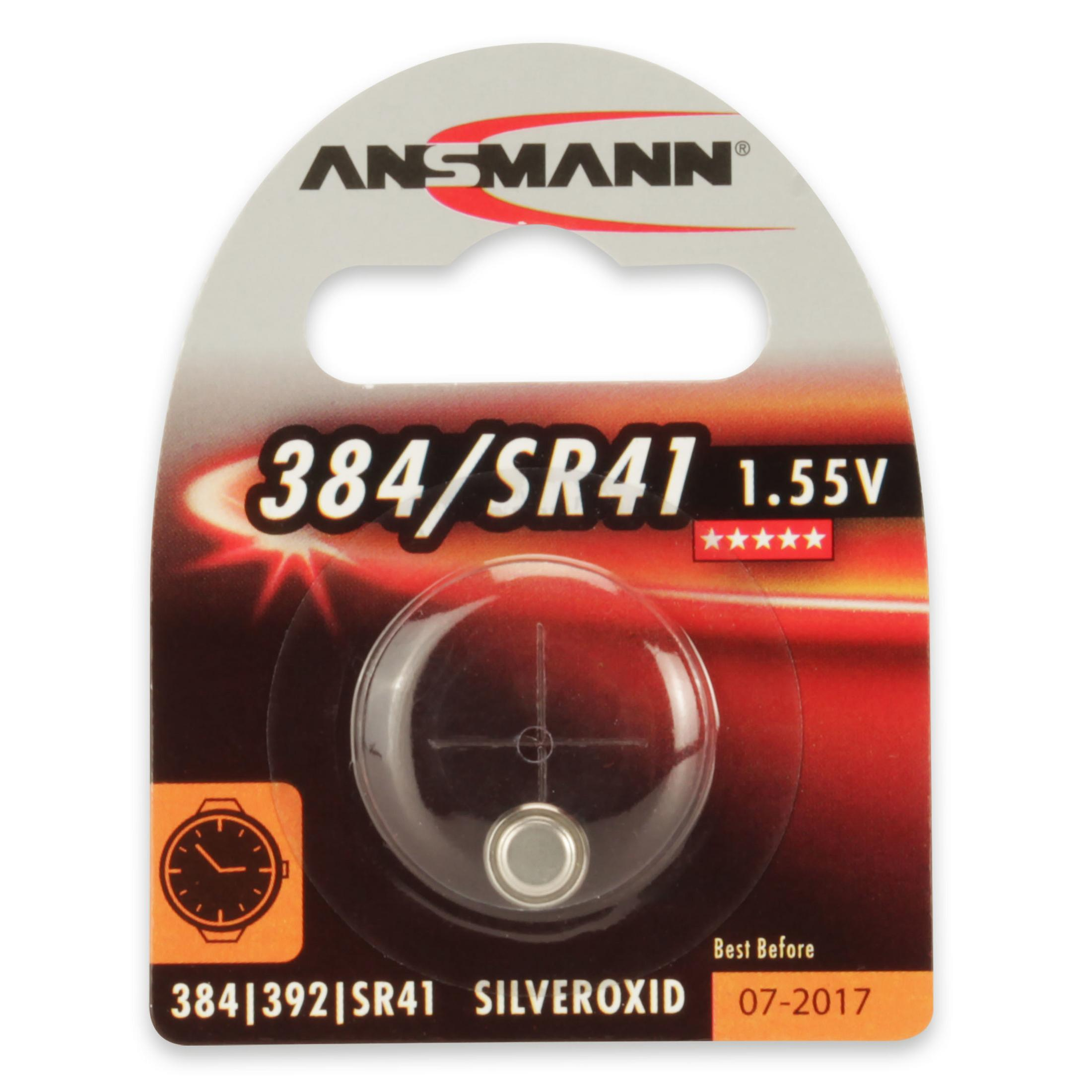 Knopfzelle in Blisterpackung, mit Text und einem Uhrsymbol.