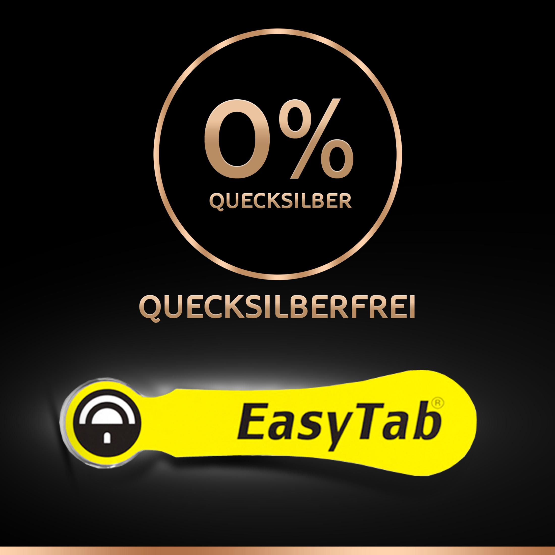 Czarne tło ze złotym okrągłym logo z napisem '0% QUECKSILBER' i żółtą etykietą 'EasyTab'.