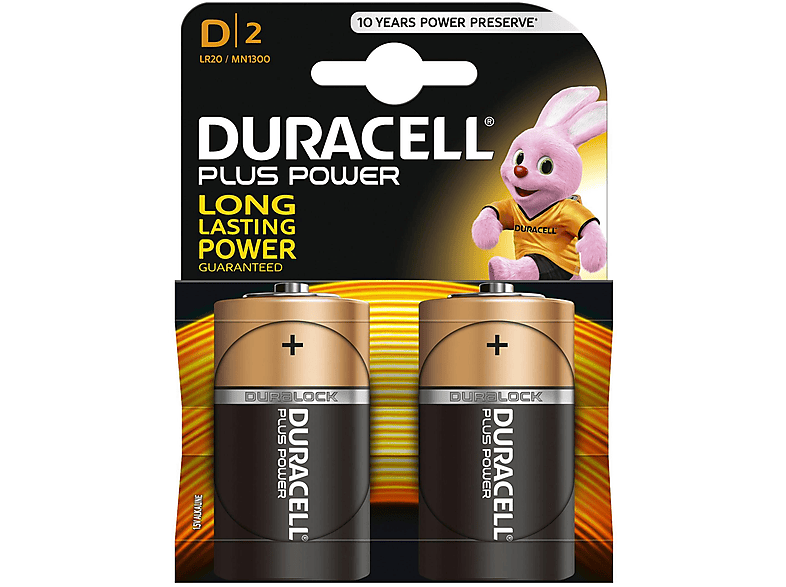 DURACELL 019171 POWER-D Volt Batterie, K2 Alkaline, 2 D MN1300/LR20 Stück 1.5