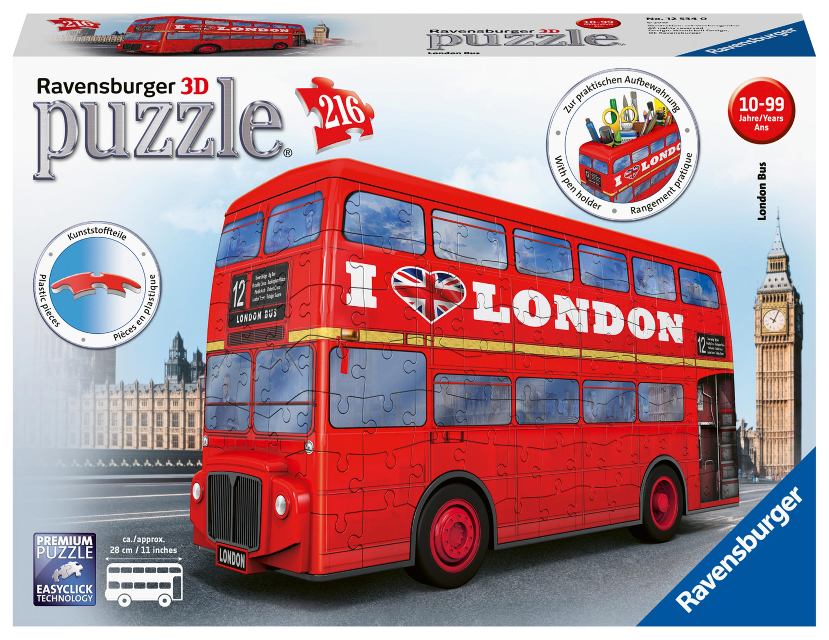 3D RAVENSBURGER Mehrfarbig 12534 BUS Puzzle LONDON