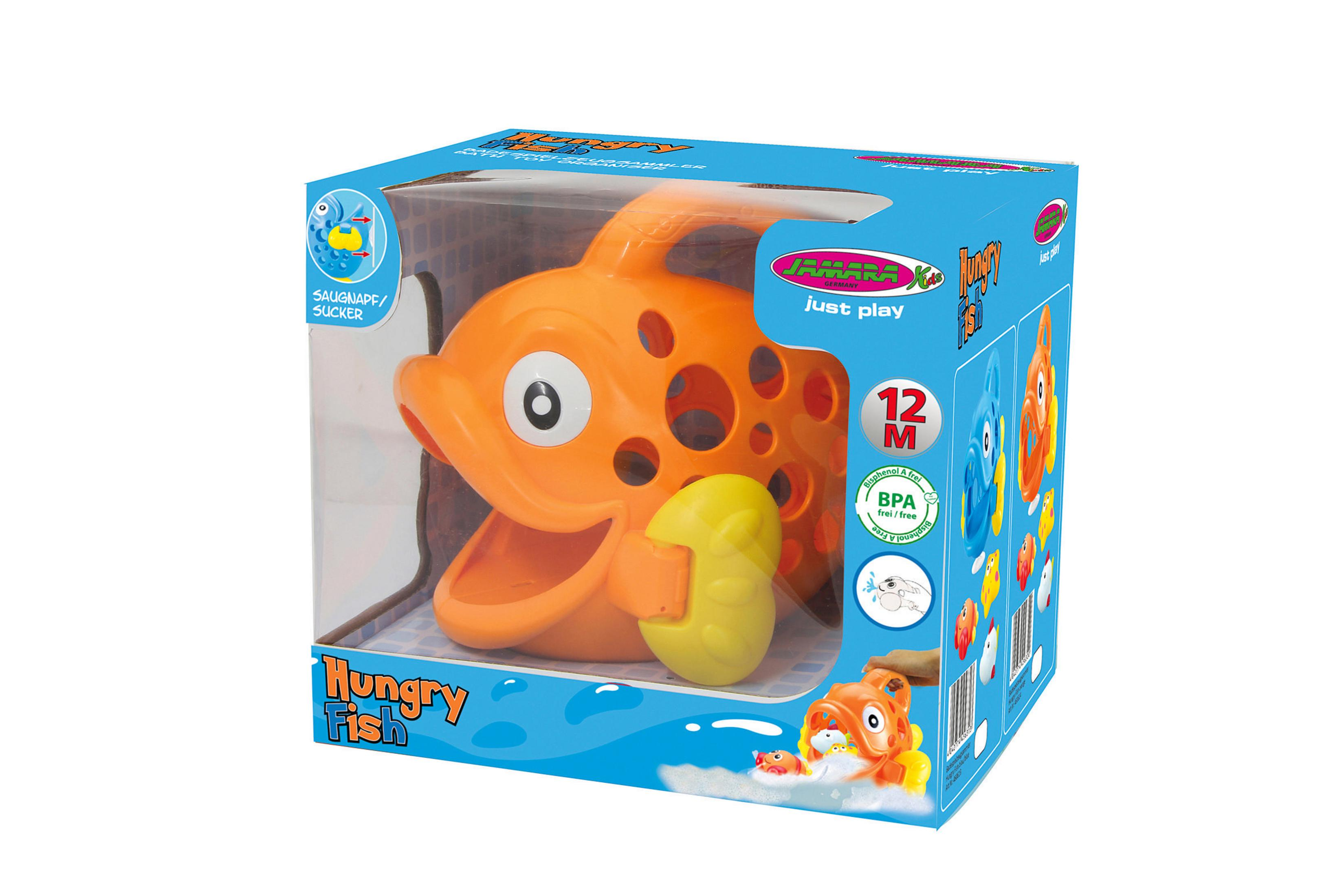 JAMARA 460614 BADESPIELZEUGSAMMLER HUNGRY Orange FISH ORANGE Badespielzeug