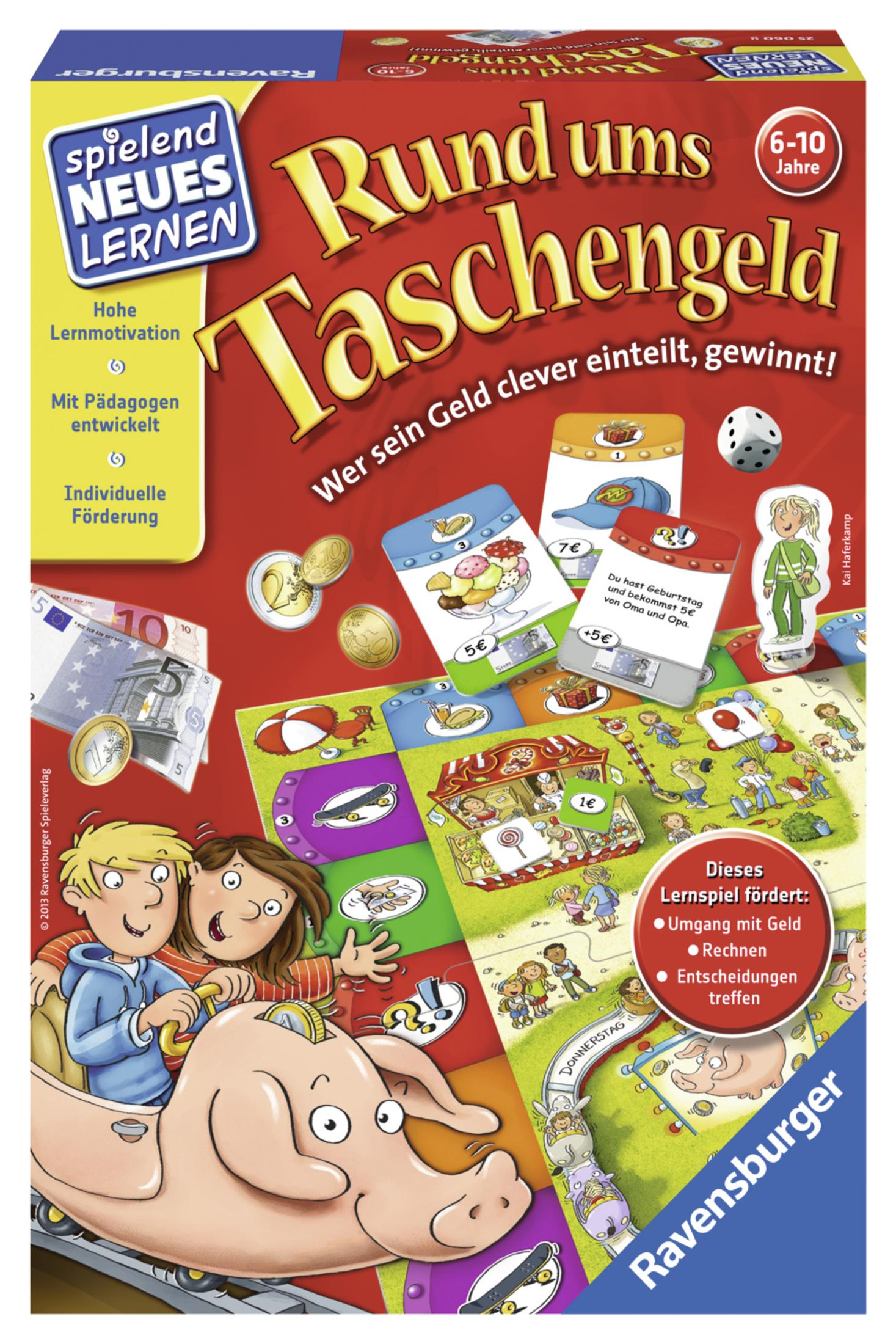 Ravensburger - Gioco Educativo "Rund Ums Taschengeld", Per Bambini, Gestione Del Denaro, Calcoli Fino A 100, 2-4 Giocatori, Dai 6 Anni