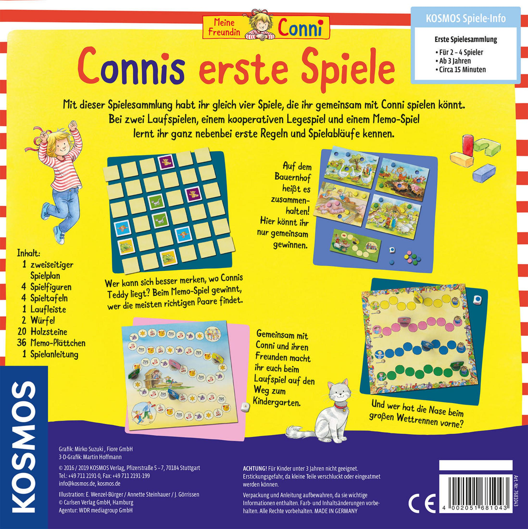 Tył pudełka z grą planszową dla dzieci. Na pudełku znajduje się dziewczynka, chłopiec i kot.