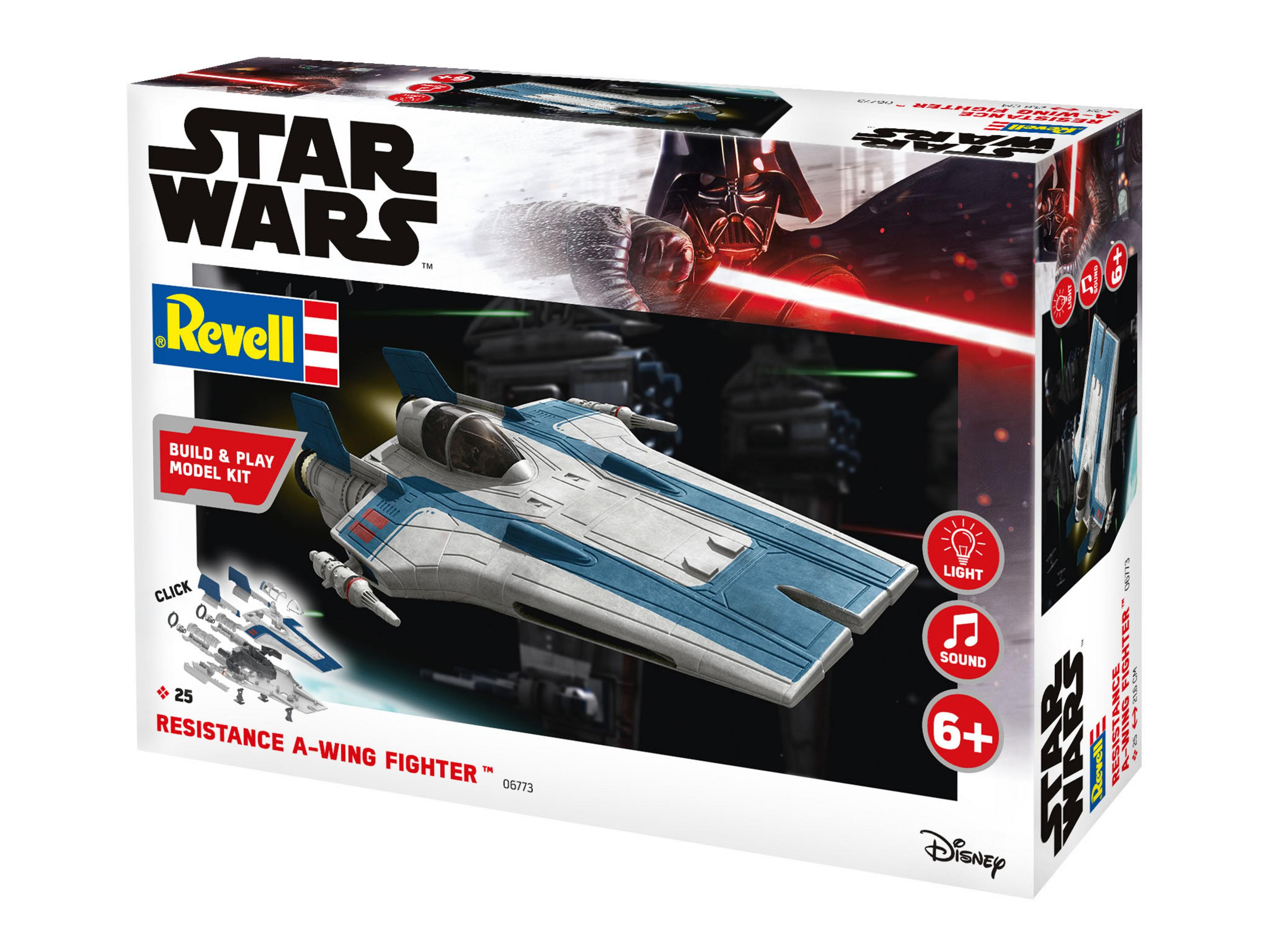 Star Wars A-Wing Fighter Modellbausatz-Box. Die Box zeigt das Modell des Kämpfers.