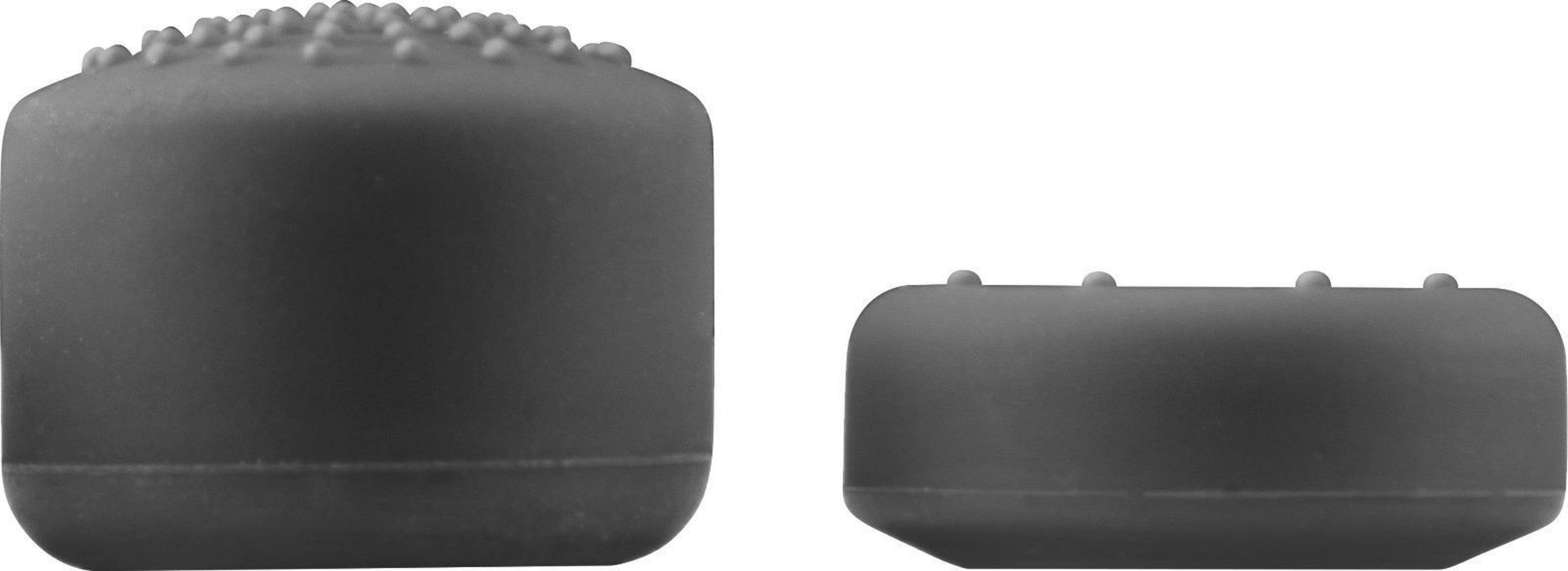 Zwei graue Joystick-Daumengriffe, einer hoch, einer niedrig, mit strukturierter Oberseite.